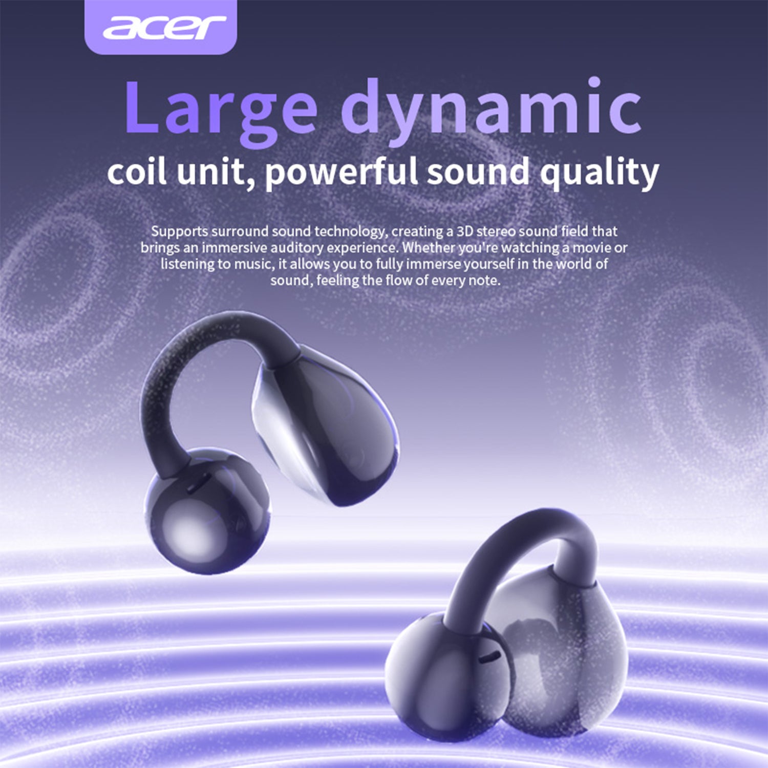 Acer OHR556 Wireless Earbuds 2025 New Clip On Ear Directed Sound Intelligent Chip Super Long Standby Comfortable And Stable