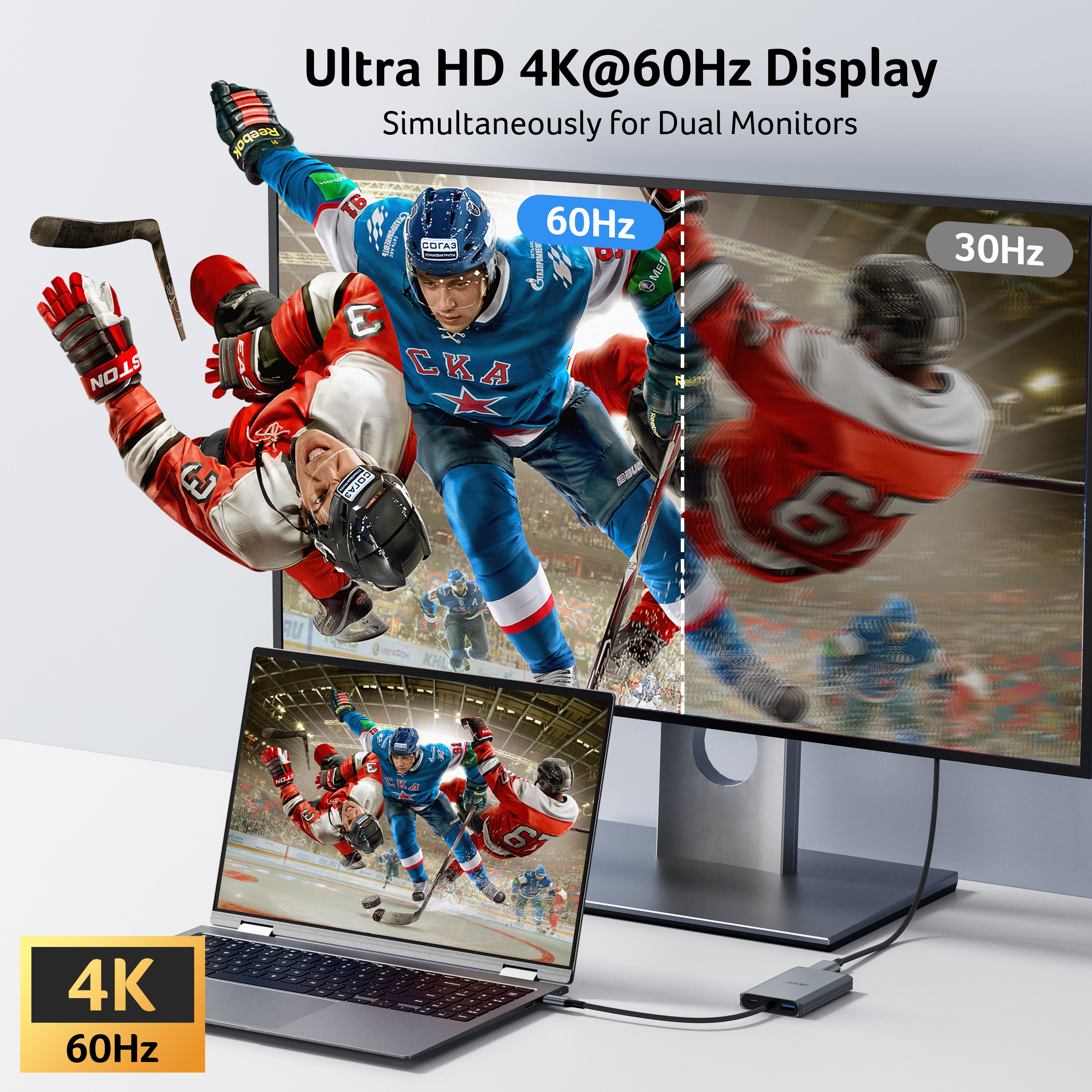 Acer 4-in-1 USB C Hub | Type C to Dual HDMI Adapter 4K@60Hz