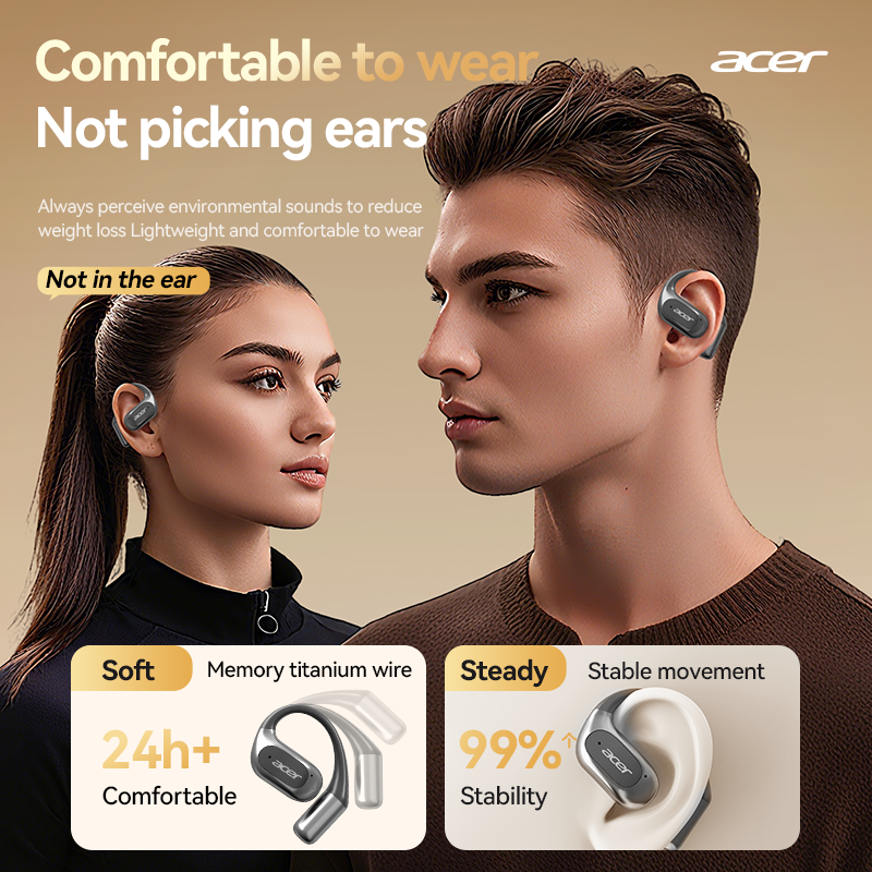 Acer OHR543 Bluetooth Wireless Earbuds Sports Running Gaming Ultra-long Life Long Wear Without Pain
