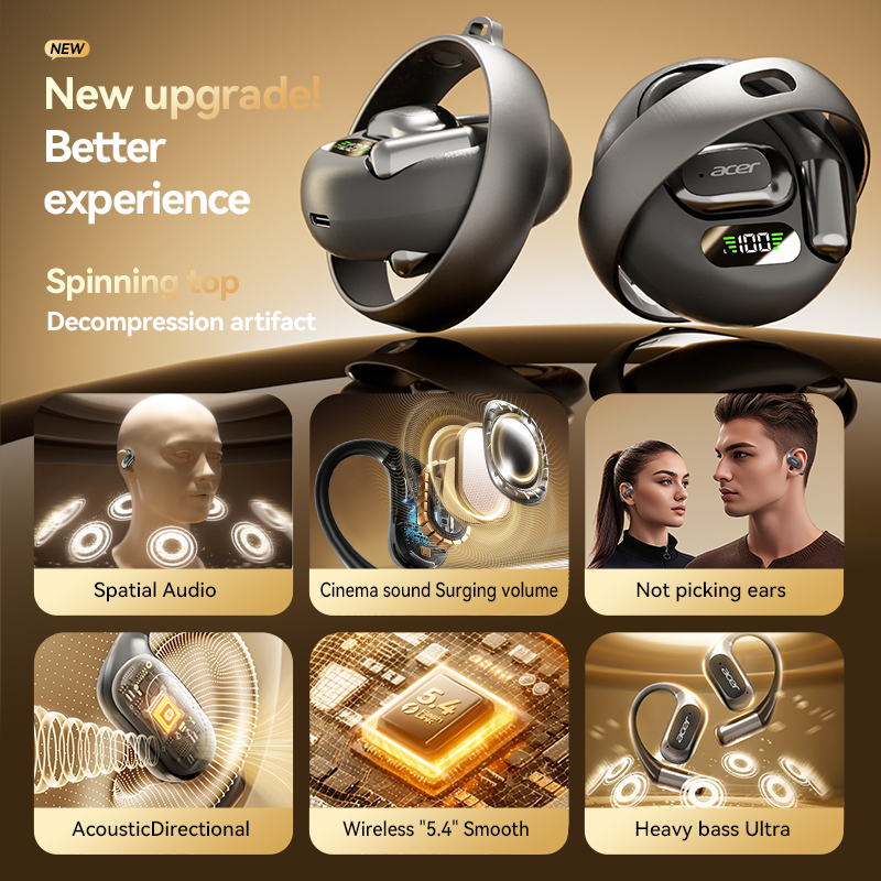Acer OHR543 Bluetooth Wireless Earbuds Sports Running Gaming Ultra-long Life Long Wear Without Pain