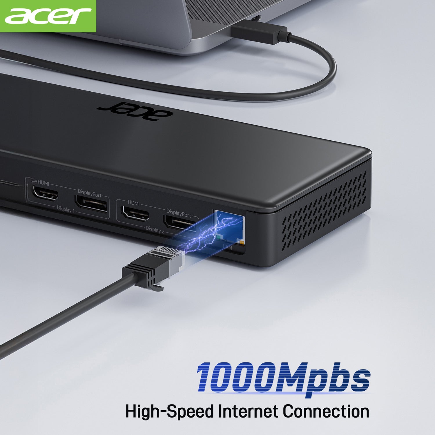 Acer Dock_option ODK480 Acer 15-in-1 Triple Display USB C Docking Station, Thunderbolt 4/3 DisplayLink Dock with 4K HDMI/DP*5, 10Gbps USB-C*2 & USB3.2*4, USB-C(Host), 100W PD, Ethernet, Audio