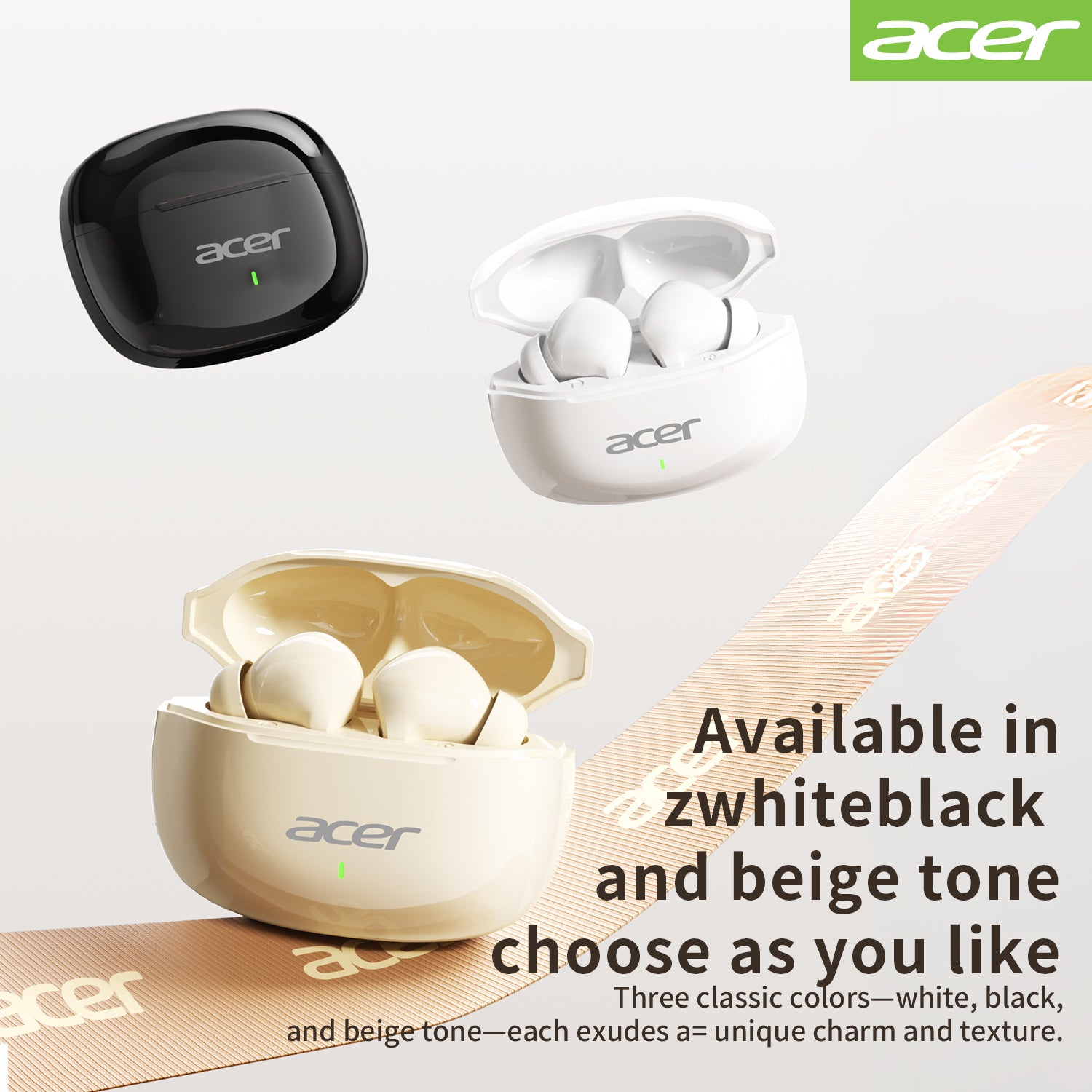 Acer OHR504 Bluetooth Wireless Earbuds Noise Cancellation Immersive Audio Experience Long Wear Without Pain