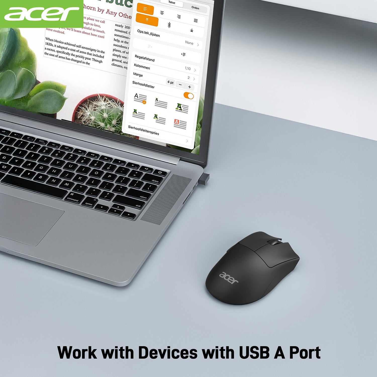 Acer Mouse OMR243 Acer Wireless Mouse, 1200 DPI Computer Mouse Wireless with 2.4GHz USB A Receiver, 5 Buttons Compatible with PC, Laptop, Desktop (Black)