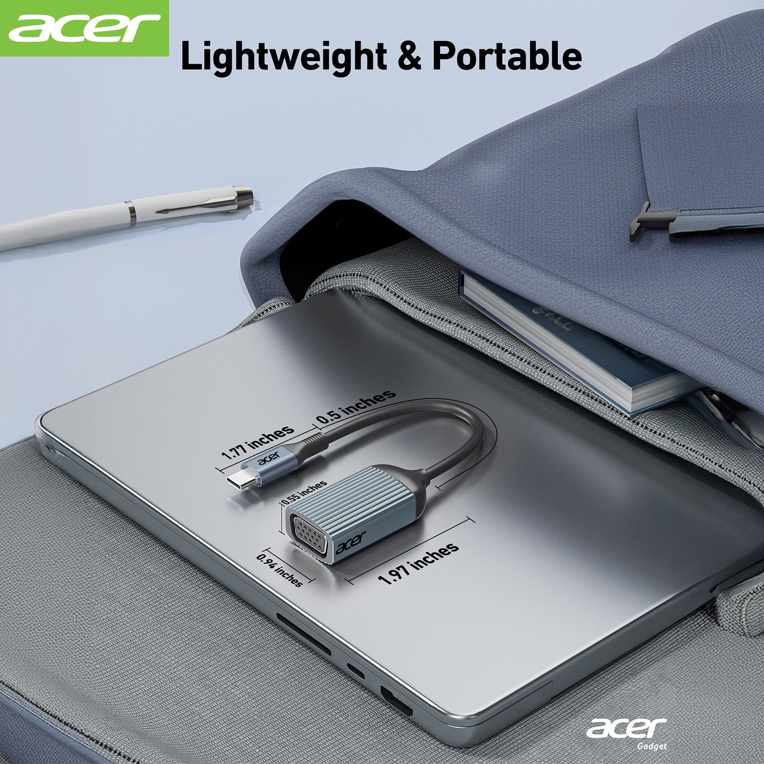 Acer Dock_option ODK430 acer USB C to VGA Adapter, Thunderbolt 3/4 to VGA, Aluminum Shell, Compatible with iPhone 15/16, MacBook Pro/Air 2023, iPad Pro/Air, iMac, XPS 17, for Monitor/Projector Display Expansion