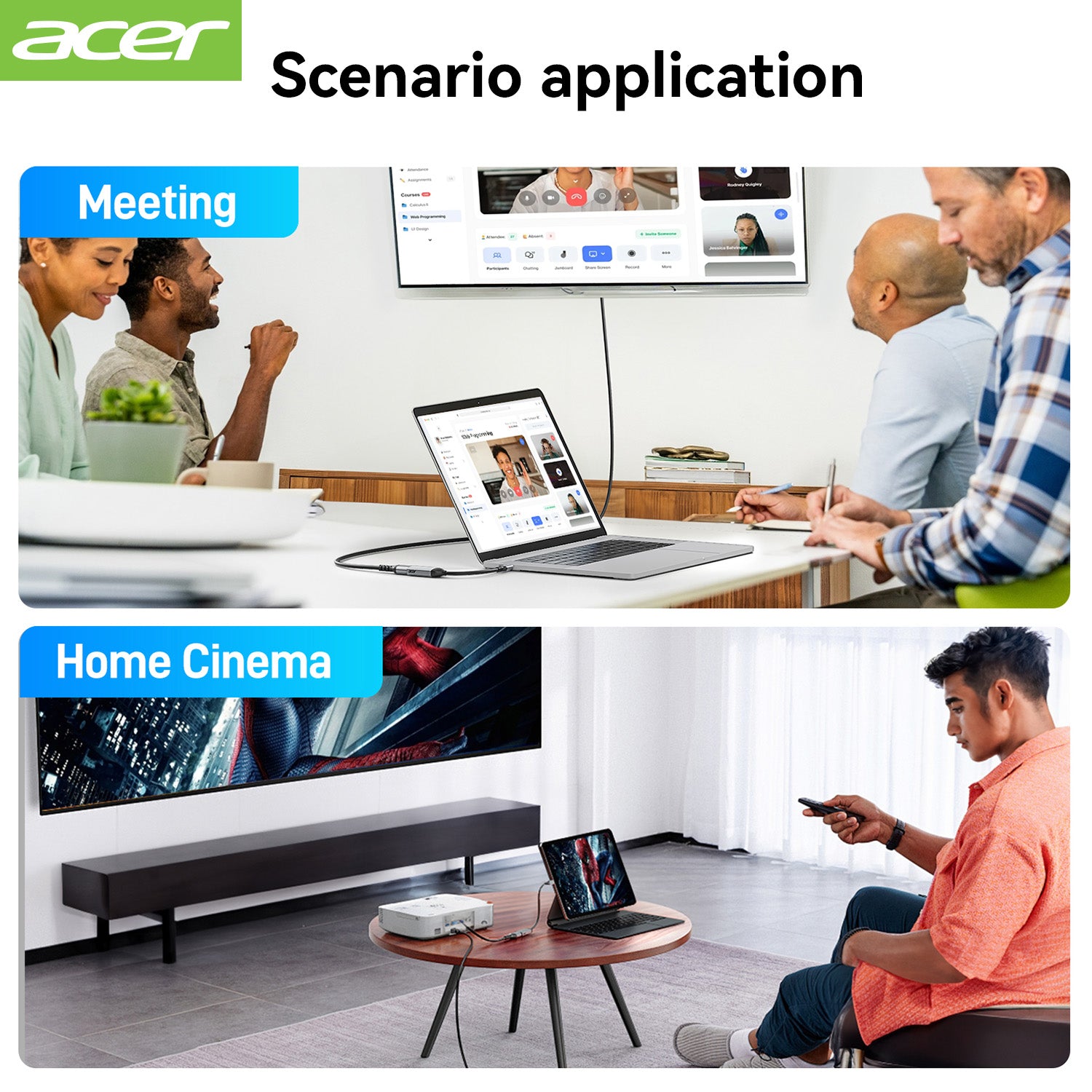 Acer Dock_option ODK410 Acer USB-C to HDMI Adapter 4K@60Hz, 2 Pack (High Speed, Thunderbolt 3/4) Type C to HDMI Converter Compatible with MacBook Pro/Air, iPhone 16 15 Pro/Max, iPad Pro/Air, Surface, Dell XPS, Chromebook