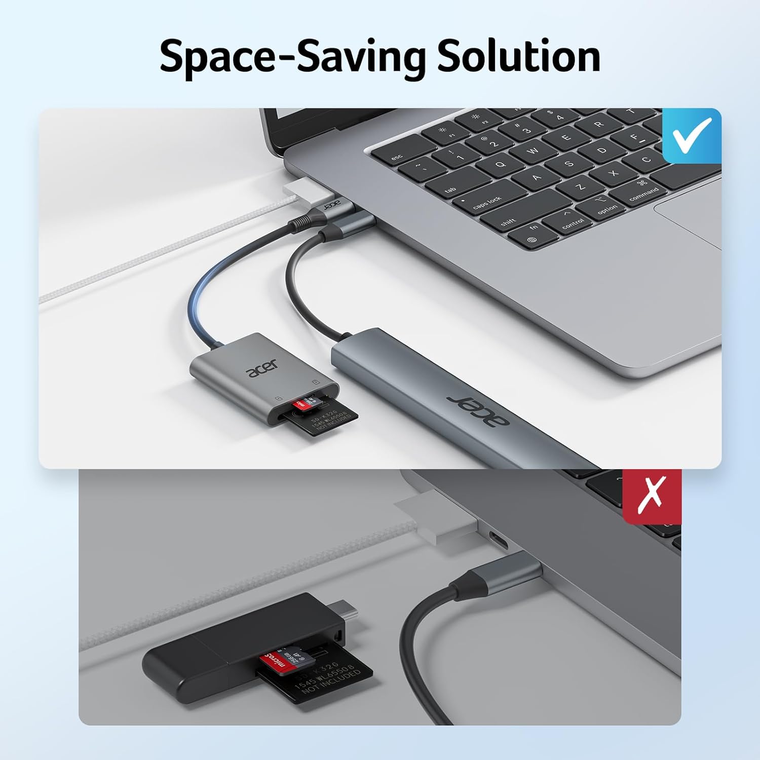 Acer USB-C 5Gbps Dual-Slot Aluminum SD Card Reader