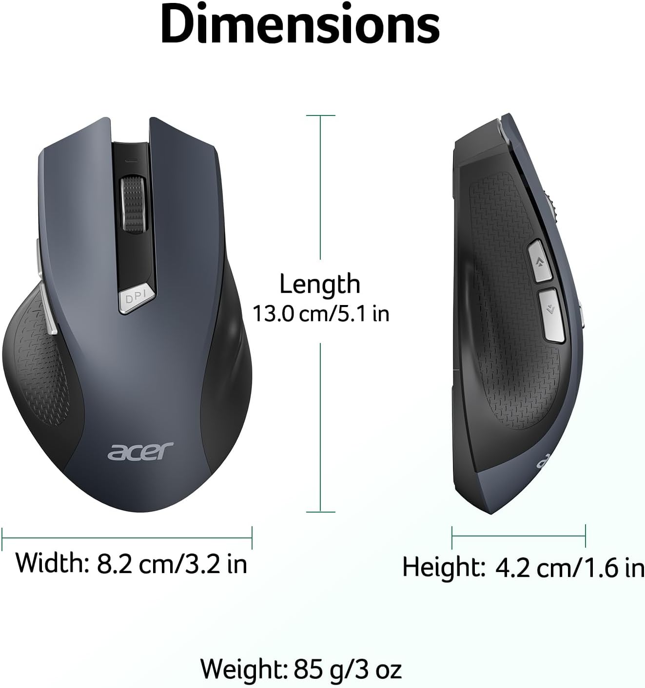 Acer Wireless Mouse for Laptop | 2.4GHz USB Receiver Mouse with Adjustable DPI