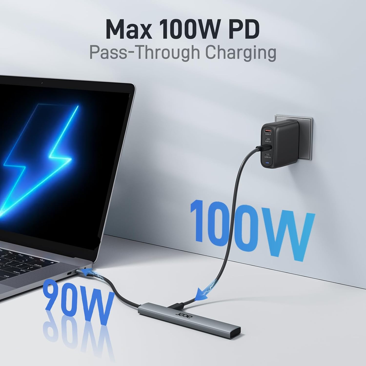 Acer 5-in-1 USB-C Hub | 4K HDMI Adapter with 3 USB-A Ports , 100W PD Charging