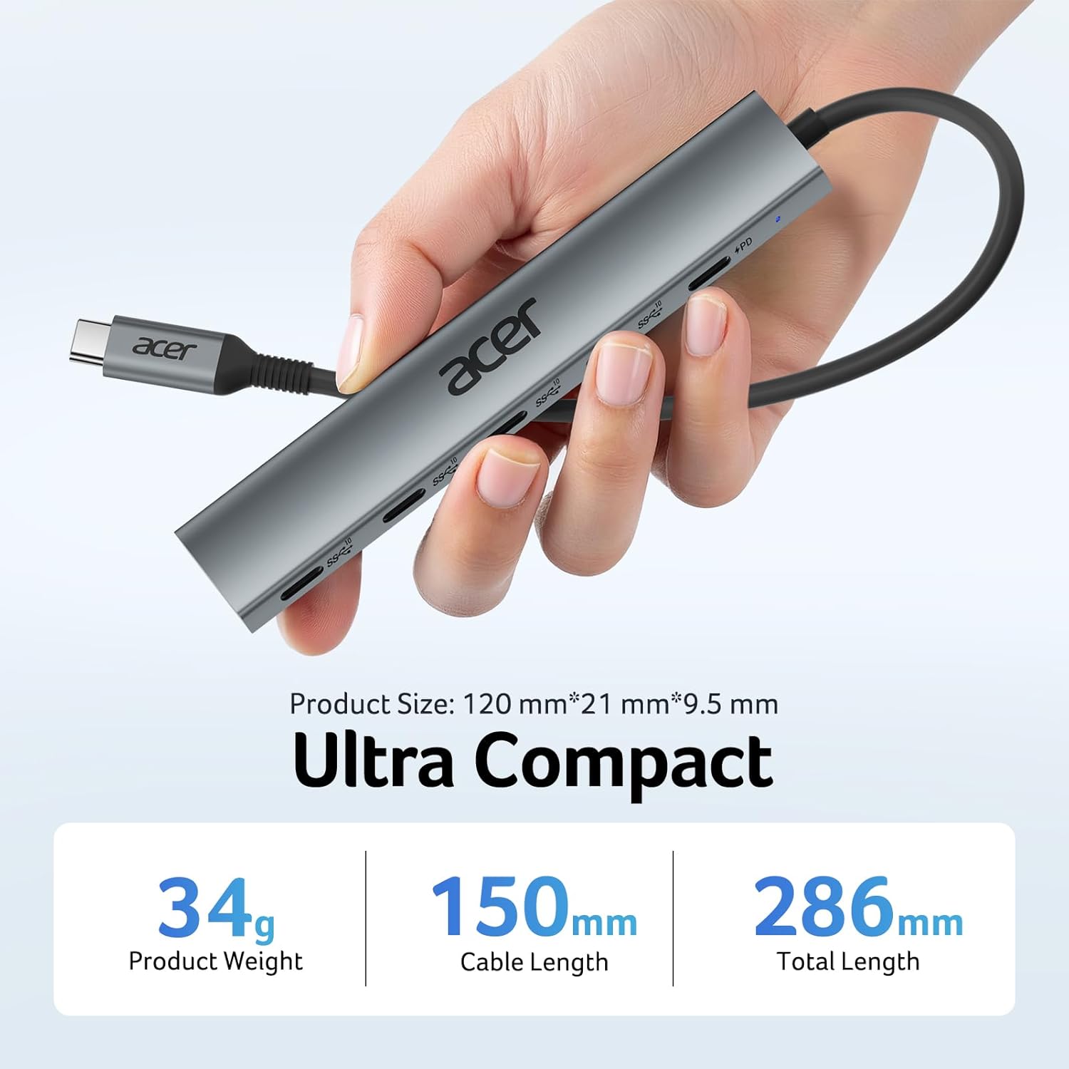 Acer 10Gbps USB-C Hub | 4 USB-C 3.2 Ports, 100W PD Charging