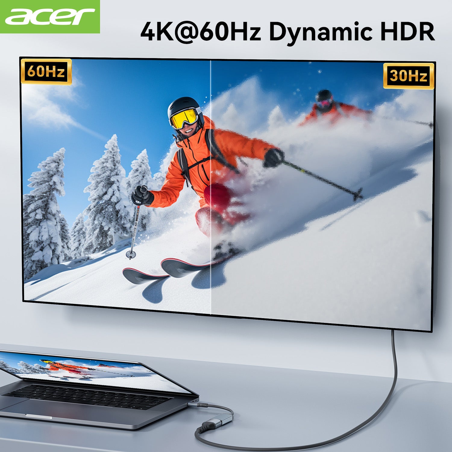 Acer Dock_option ODK410 Acer USB-C to HDMI Adapter 4K@60Hz, 2 Pack (High Speed, Thunderbolt 3/4) Type C to HDMI Converter Compatible with MacBook Pro/Air, iPhone 16 15 Pro/Max, iPad Pro/Air, Surface, Dell XPS, Chromebook