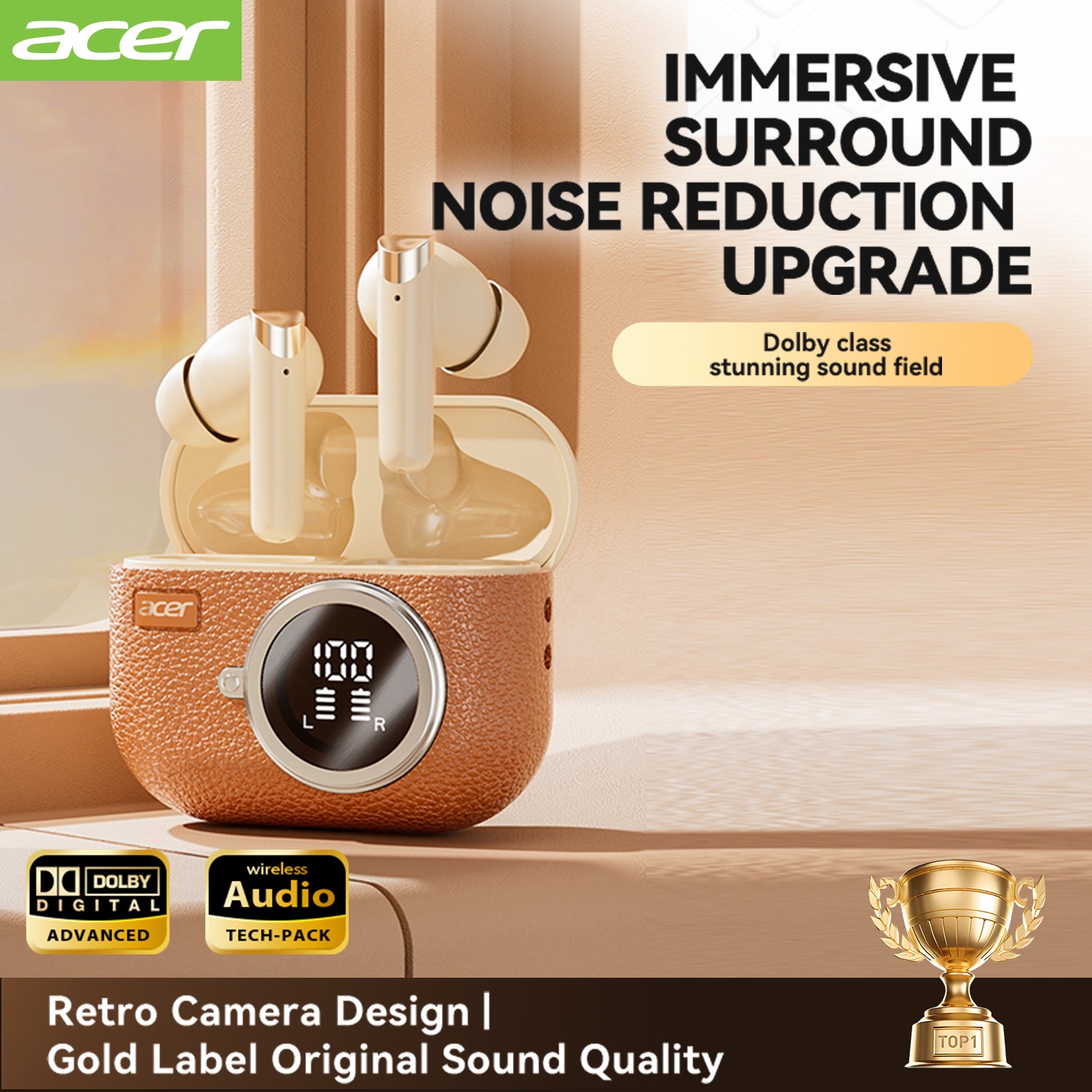 Acer OHR508 Bluetooth Wireless Earbuds Multiple Noise Reduction Surround Sound Long Wear Without Pain
