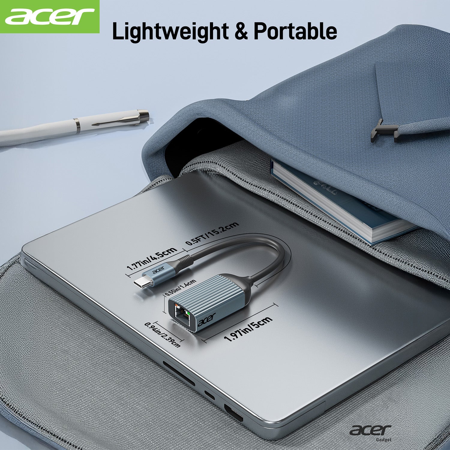 Acer Dock_option ODK440 Acer USB C to Ethernet Adapter, RJ45 to Type C Ethernet Converter(Thunderbolt 3/4 Compatible), 1Gbps Aluminum USB-C LAN Adapter