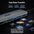 Acer 5-in-1 USB-C Hub | 4K@60Hz HDMI, 5Gbps Data, 100W PD