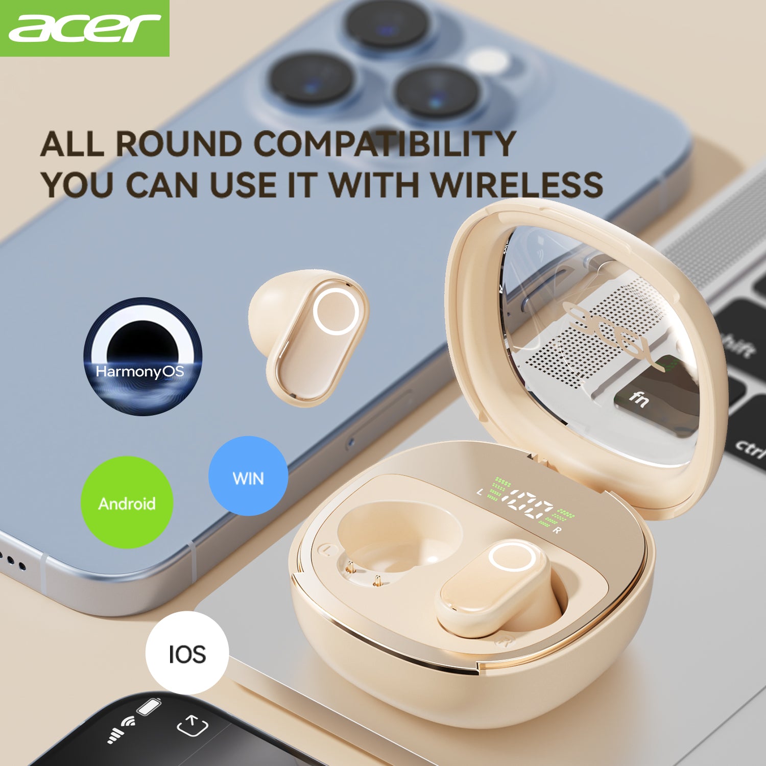 Acer OHR513 Wireless Earbuds 2025 New Mini Invisible Sleep Headset Small Size Stable And Faster