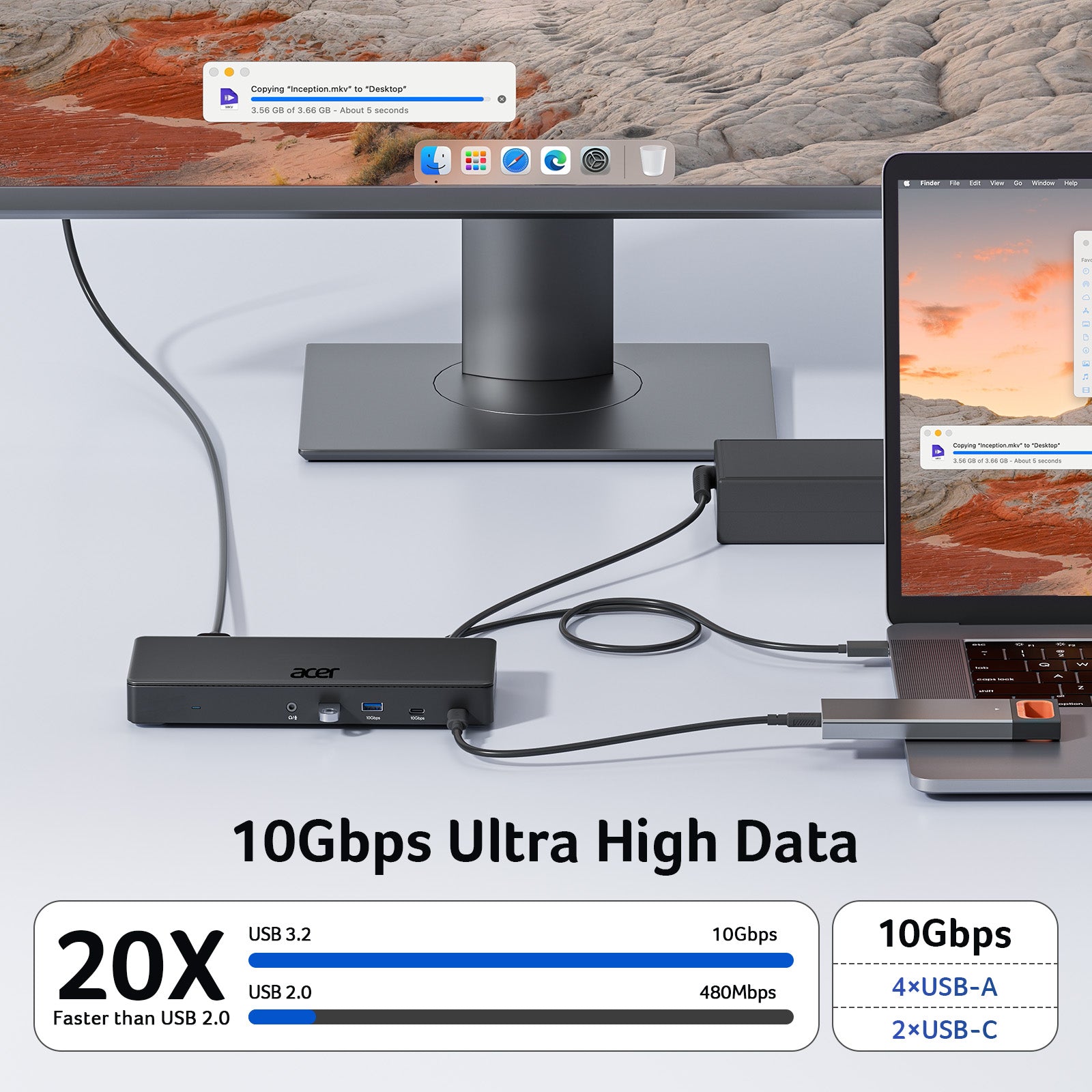 Acer 15-in-1 USB-C Docking Station | DisplayLink Triple 4K@60Hz, 10Gbps, 130W Power