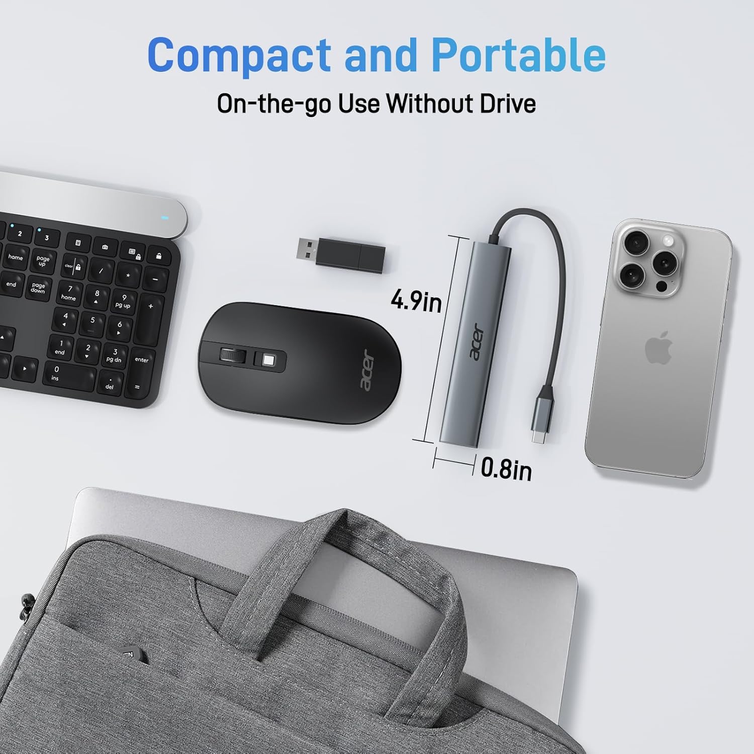 Acer 5-in-1 USB-C Hub | 4K HDMI Adapter with 3 USB-A Ports , 100W PD Charging