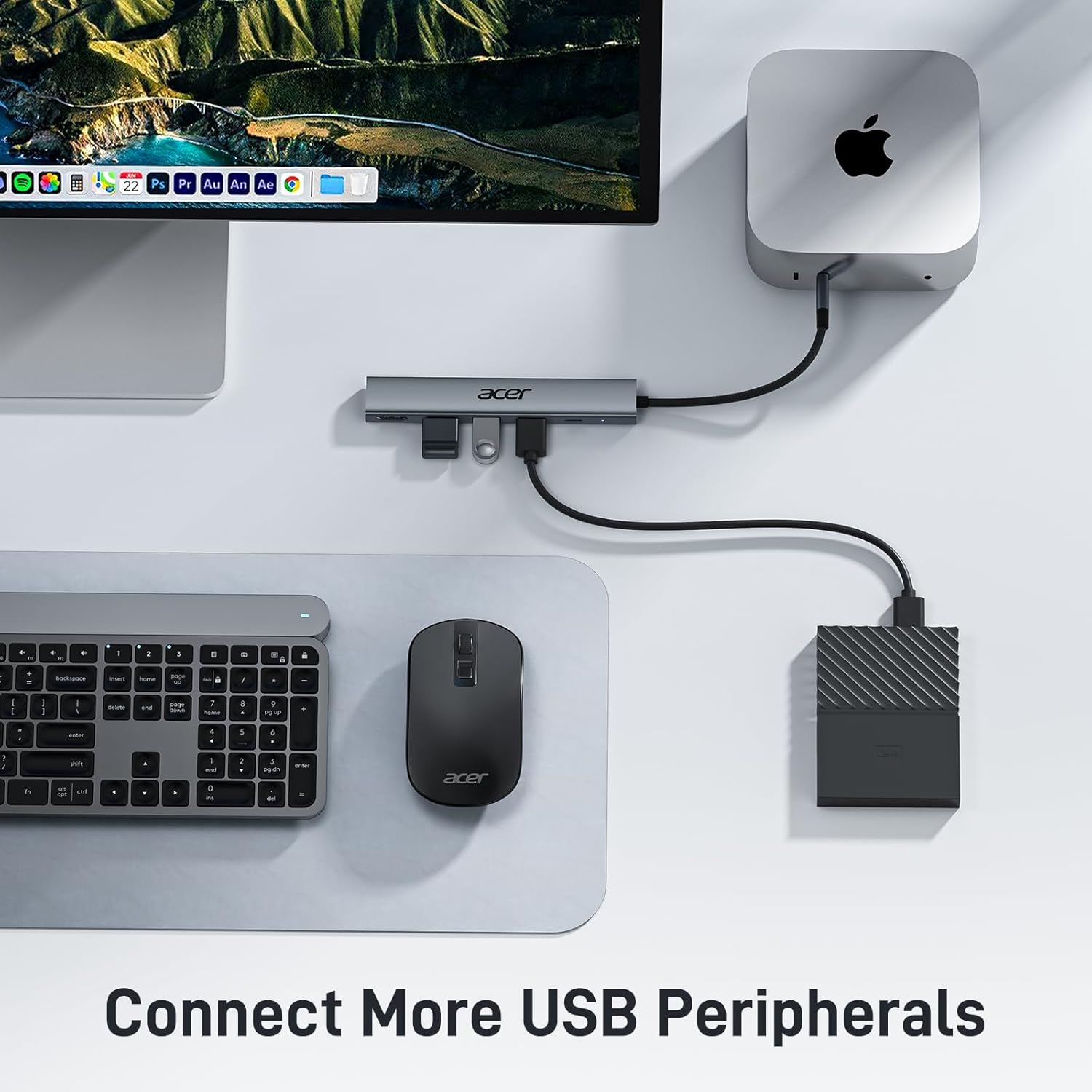Acer 5-in-1 USB-C Hub | 4K HDMI Adapter with 3 USB-A Ports , 100W PD Charging