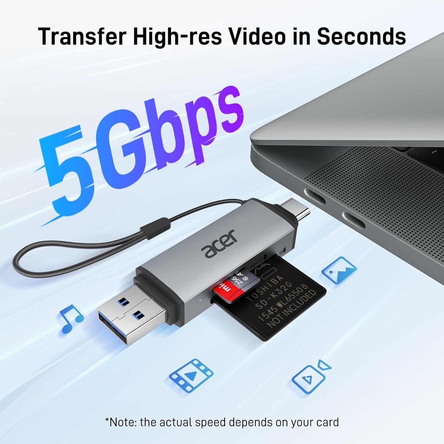 Acer 5Gbps USB-C/USB-A Connector SD Card Reader Dual Slot