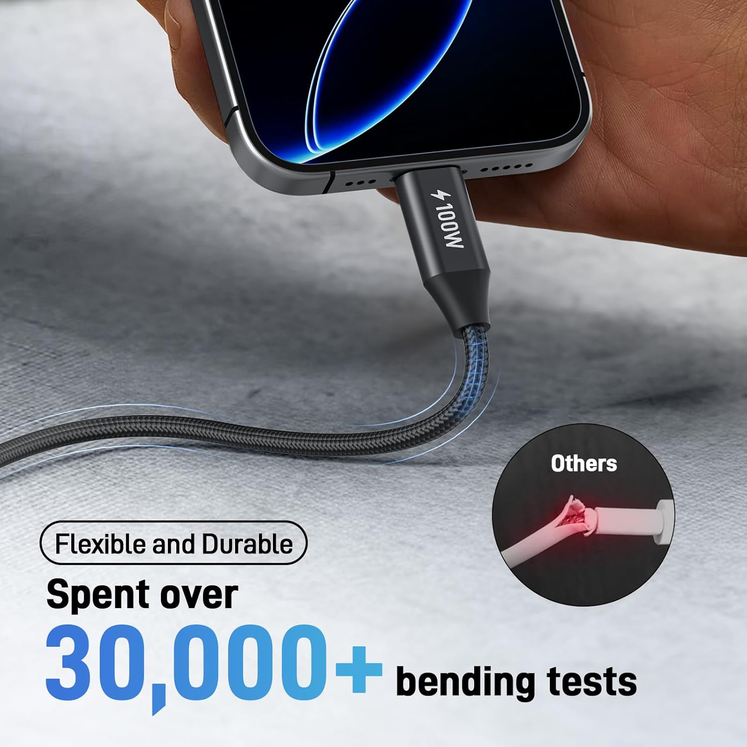 Acer 100W USB-C Cable | Fast PD Charging Nylon Braided Cord