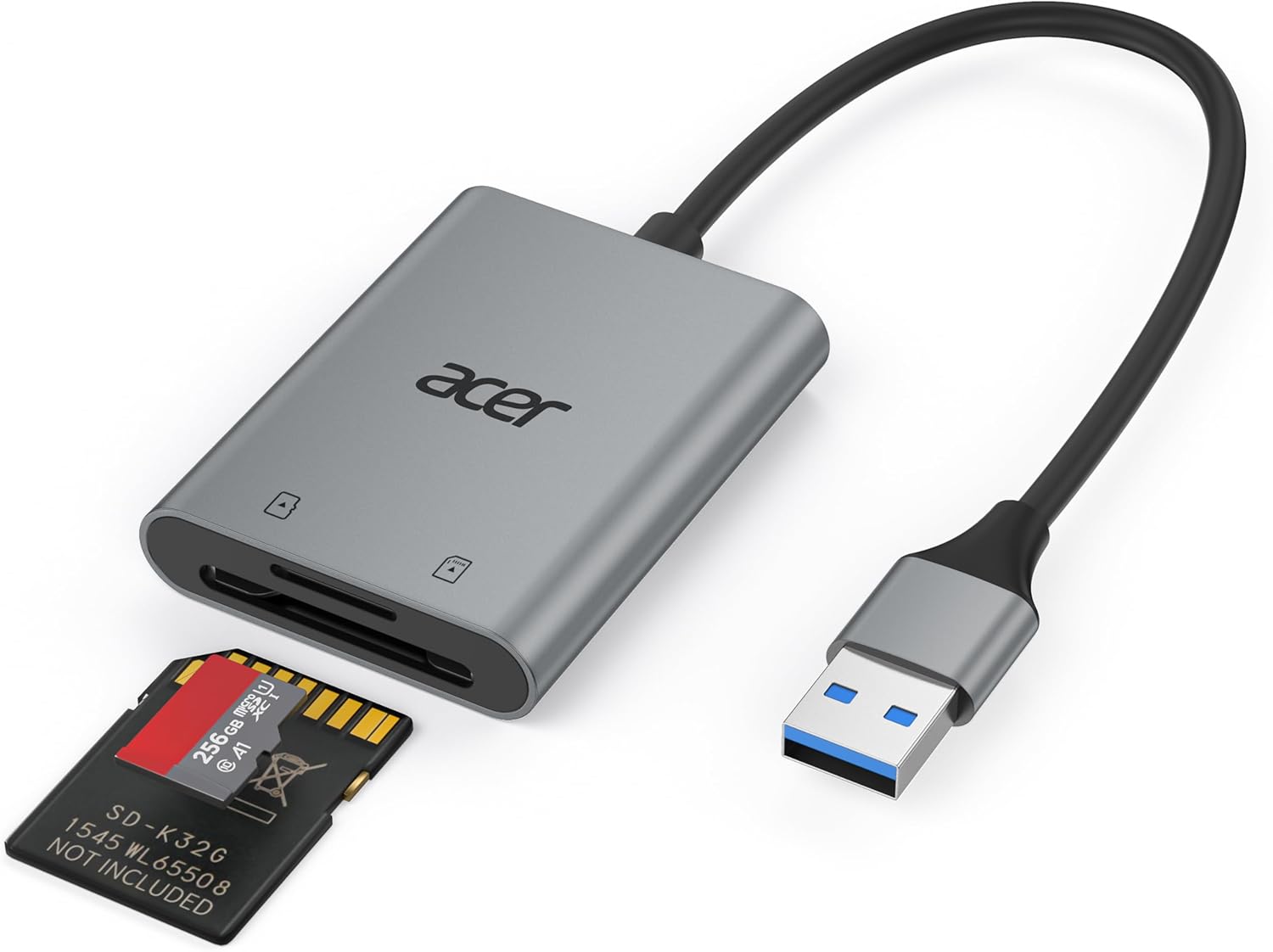 Acer USB 3.0 SD Card Reader | Dual Slot SD & MicroSD Memory Card Adapter