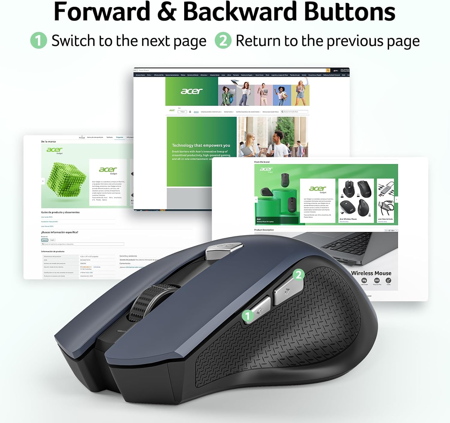 Acer Wireless Mouse for Laptop | 2.4GHz USB Receiver Mouse with Adjustable DPI