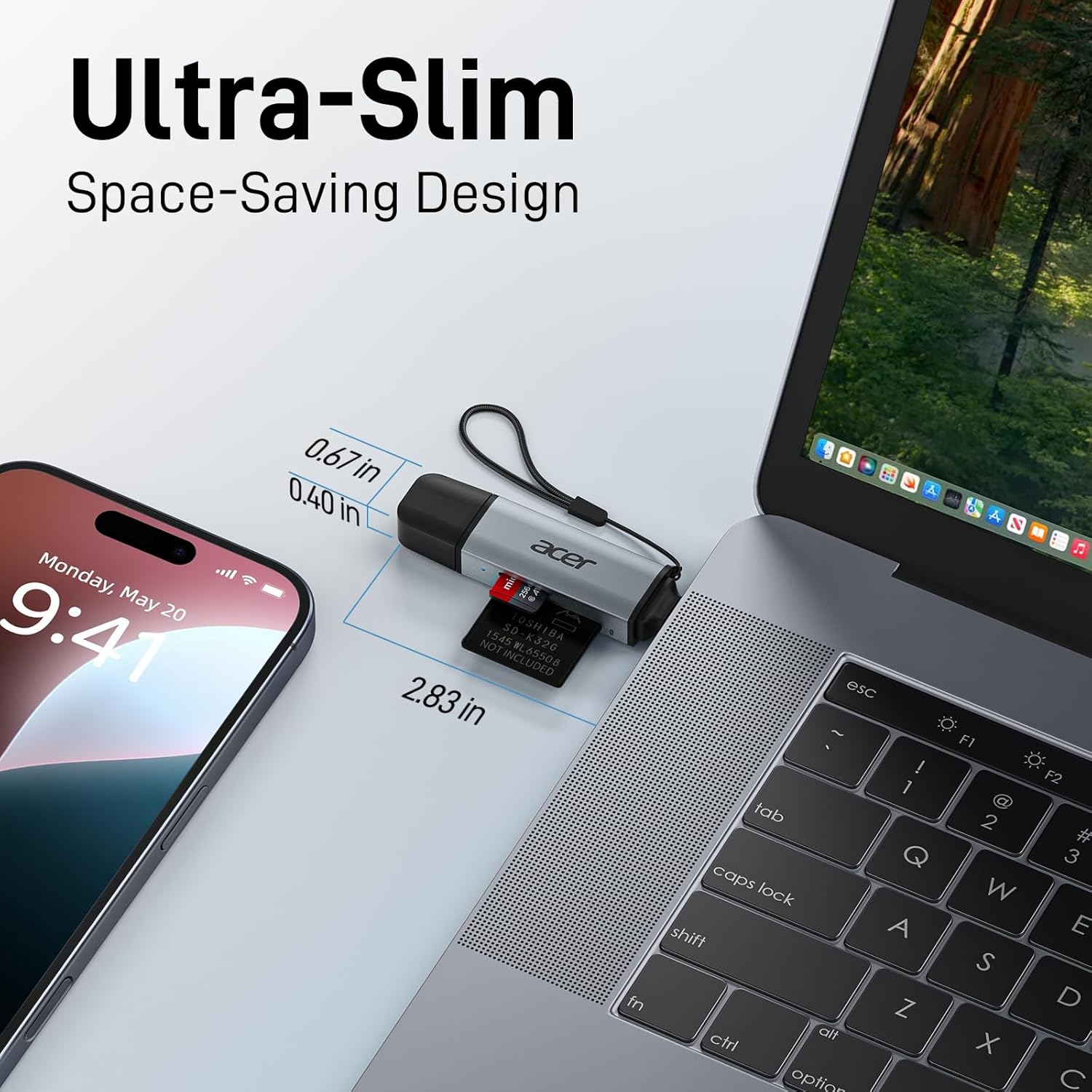 Acer 5Gbps USB-C/USB-A Connector SD Card Reader Dual Slot