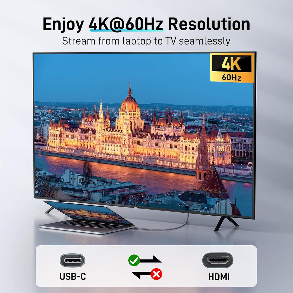 Acer USB-C to HDMI Cable | 4K@60Hz , Thunderbolt 3/4 Support