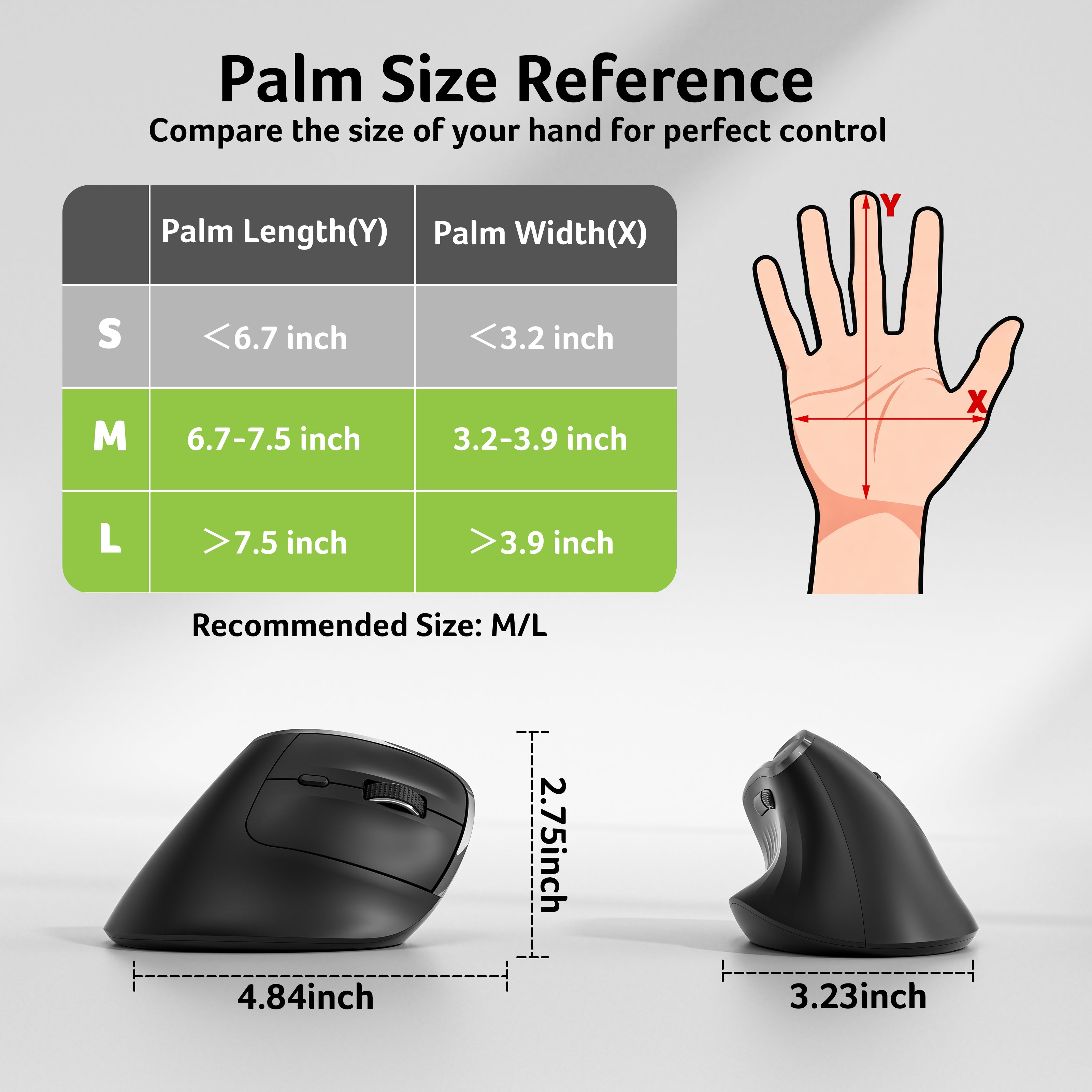 Acer Ergonomic Wireless Vertical Mouse | 58° Tilt, 2.4GHz USB Receiver, 1600 DPI