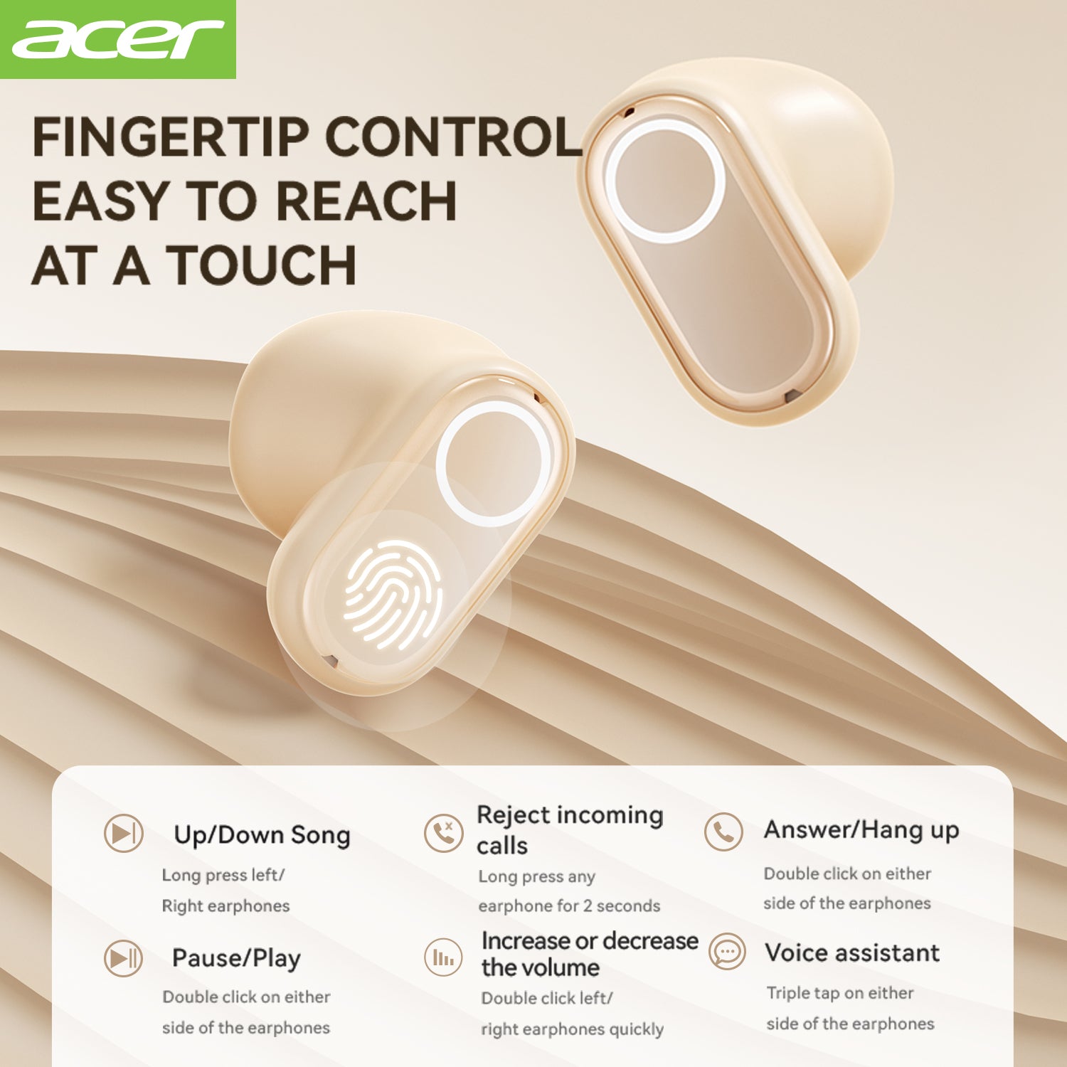 Acer OHR513 Wireless Earbuds 2025 New Mini Invisible Sleep Headset Small Size Stable And Faster
