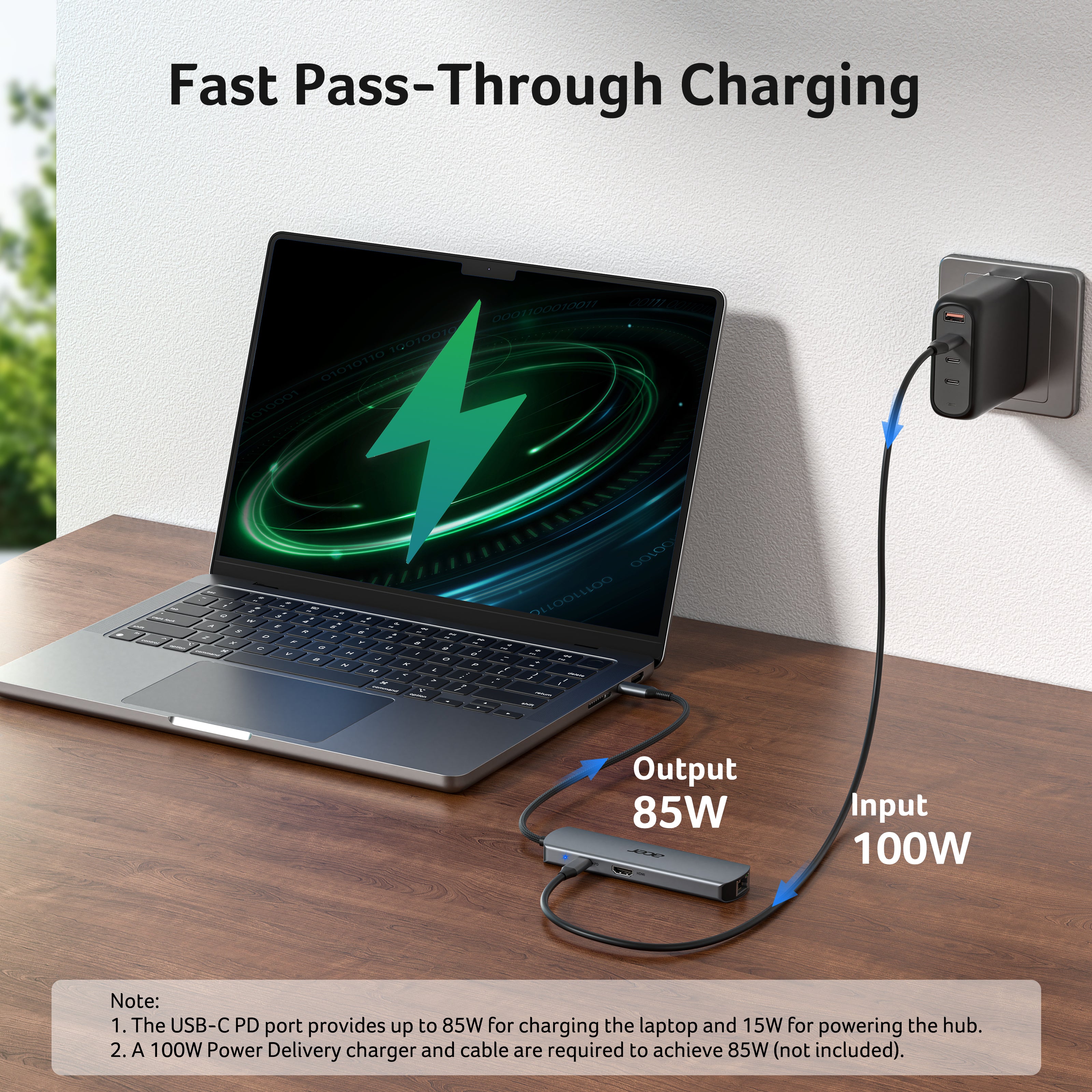 Acer 6 in 1 USBC Hub with Ethernet, 4K@60Hz USBC to HDMI Multiport Adapter