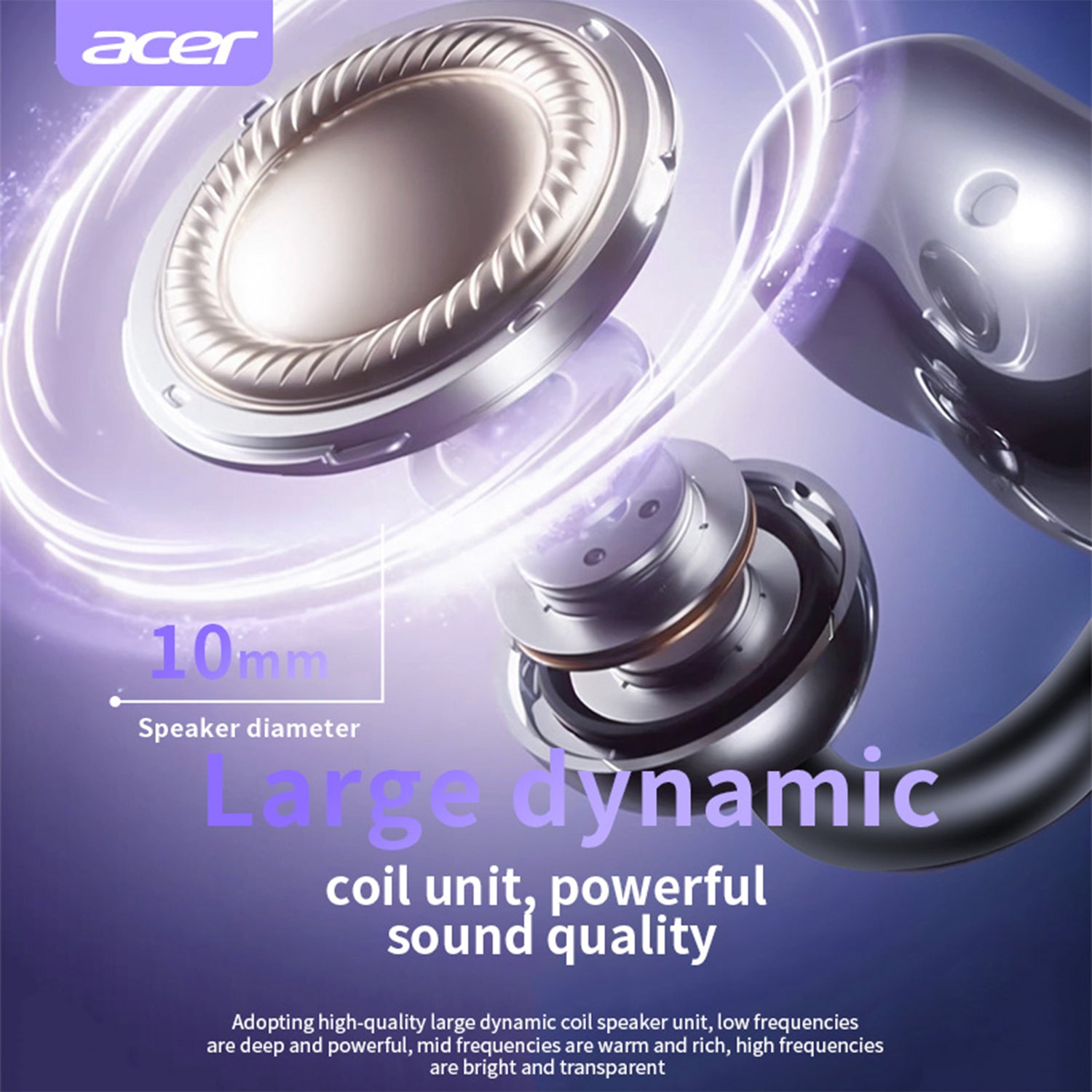 Acer OHR556 Wireless Earbuds 2025 New Clip On Ear Directed Sound Intelligent Chip Super Long Standby Comfortable And Stable
