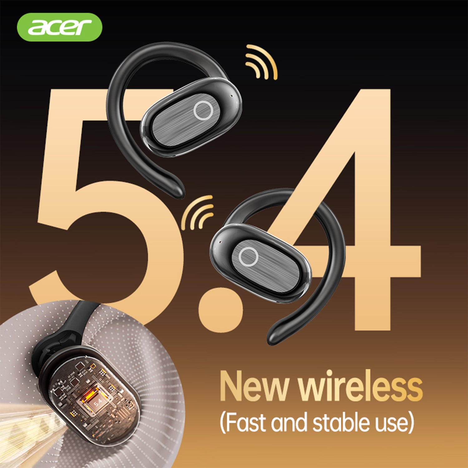 Acer OHR553 Wireless Earbuds 2025 New Clip On Ear Leather And Plating Non-ear Style Without Pain