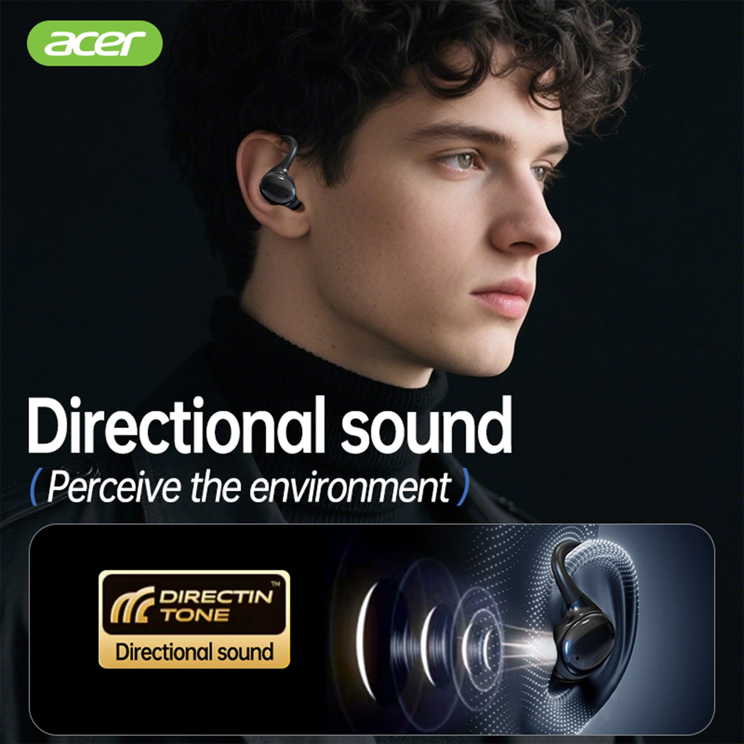 Acer OHR539 Wireless Earbuds Hanging Ear Sports Running Sweat Proof High Quality HIFI Audiophile Headphones