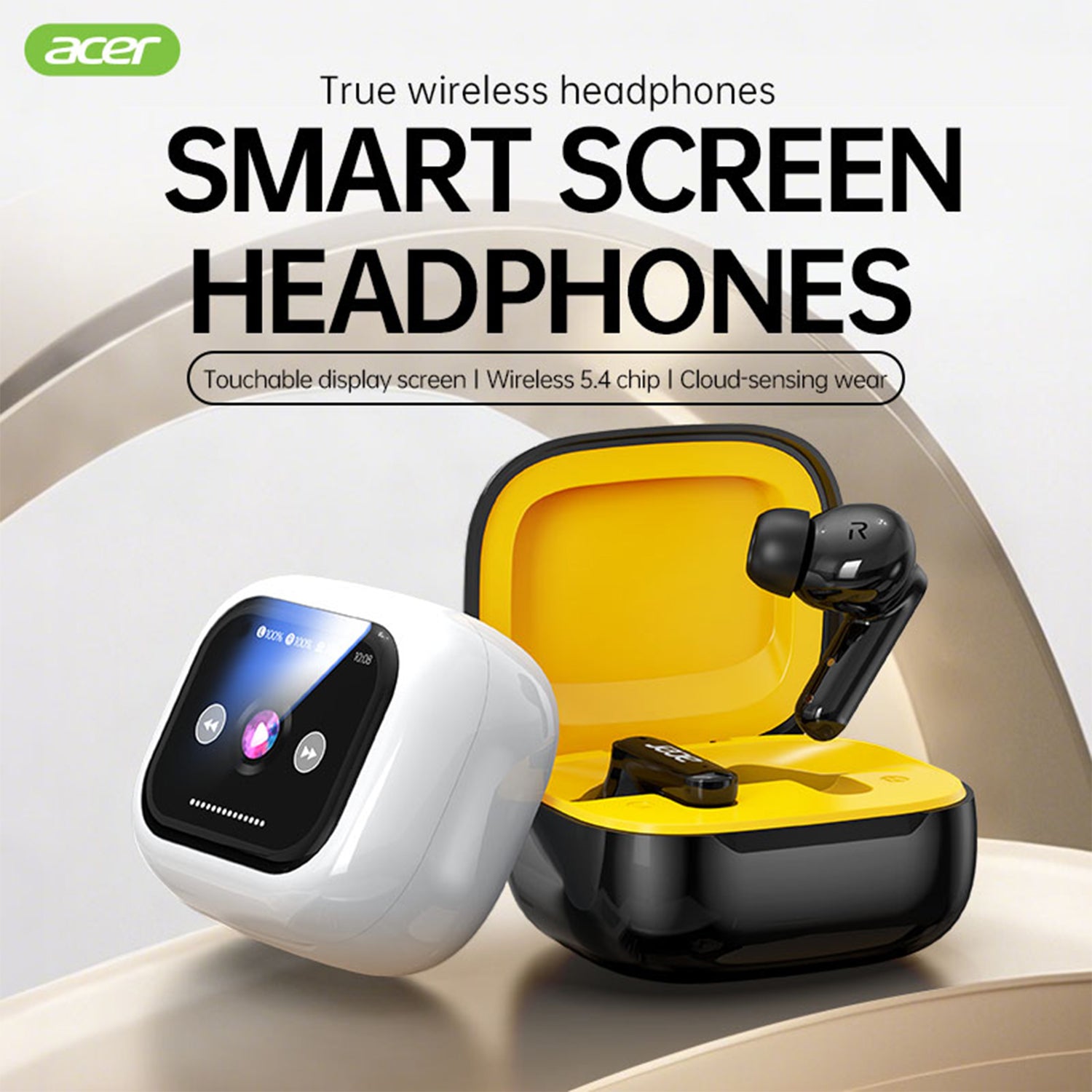 Acer OHR541 Wireless Earbuds Multiple Noise Reduction Surround Sound Sports Running Long Life Smart Screen Headphones