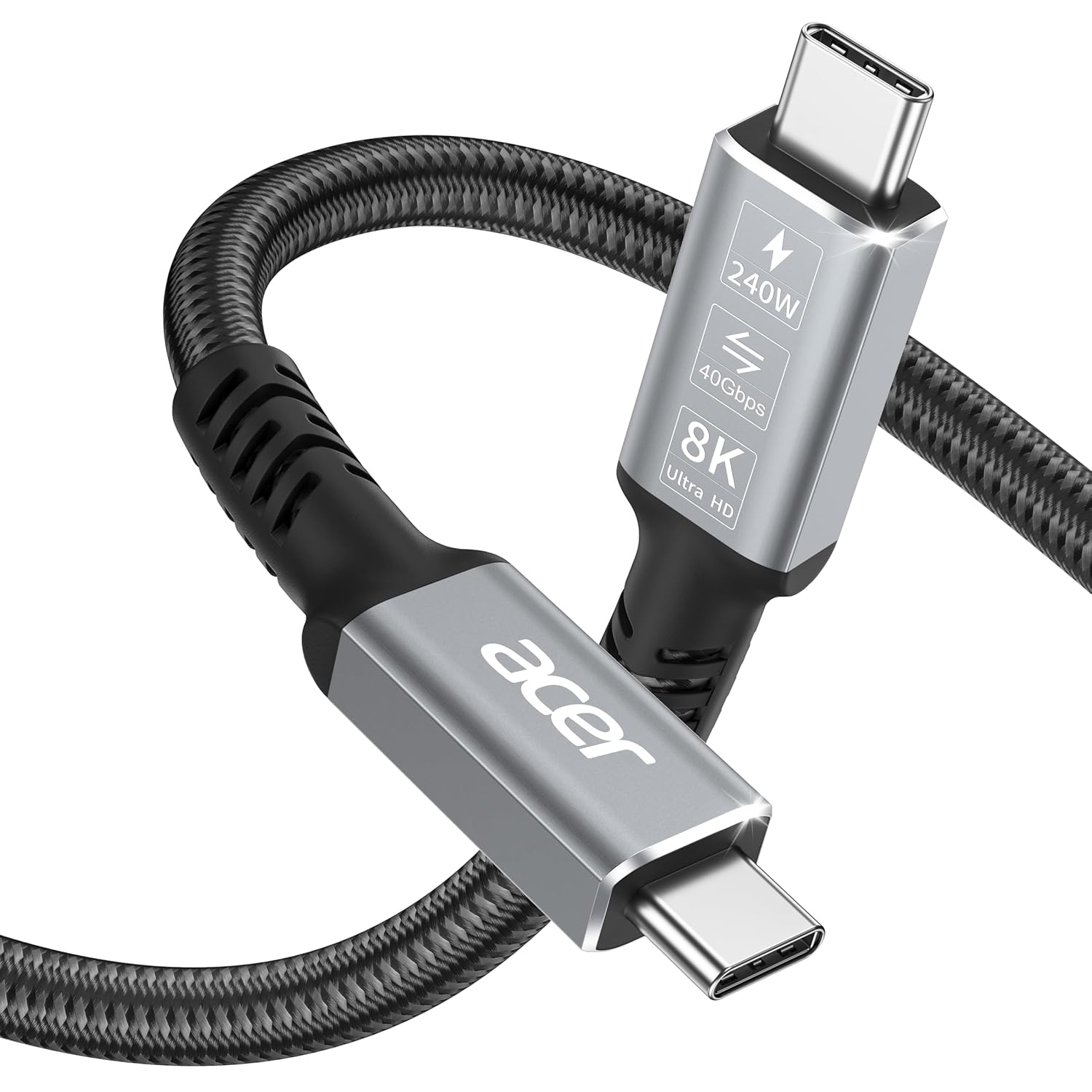 Acer USB4 Cable 40Gbps | 8K 60Hz Thunderbolt 4 Compatible USB-C Cable