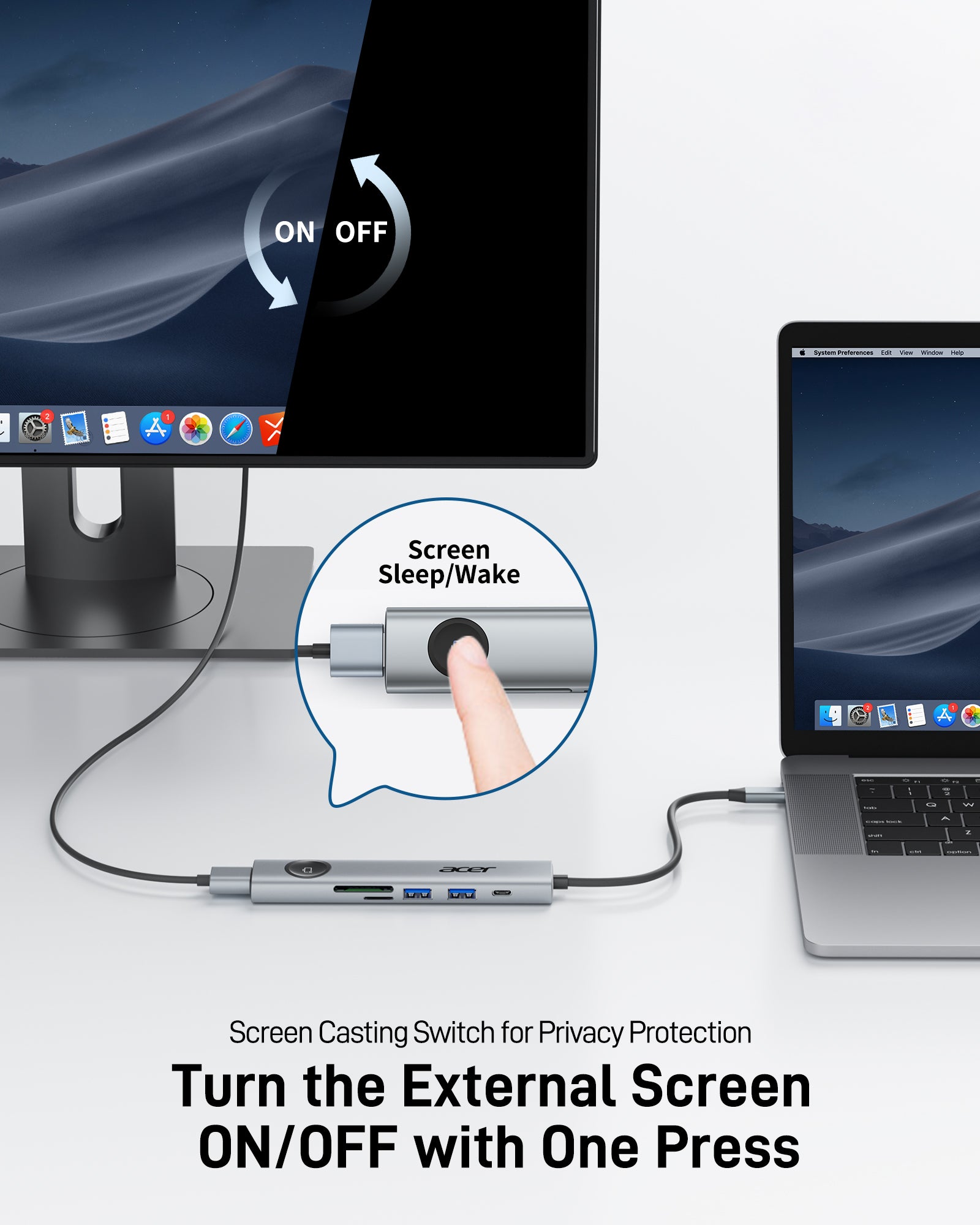Acer 7-in-1 USB-C Hub | 4K@60Hz HDMI, 5Gbps Data, SD/MicroSD, 100W PD