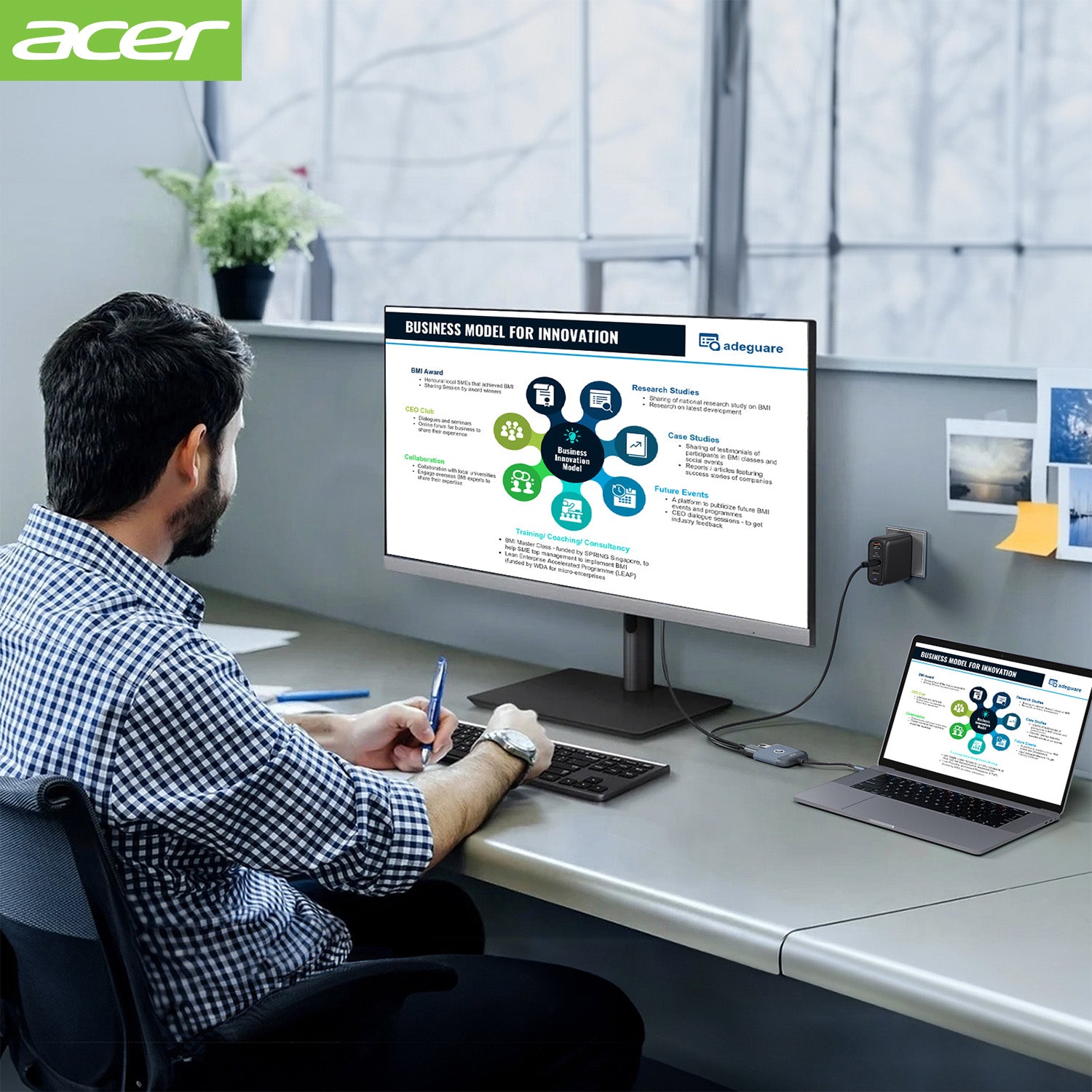 Acer Dock_option ODK470 Acer USB C to HDMI Adapter, 4K@60Hz HDMI to Type C Adapter with 100W PD, USB A 3.0 Port, Screen control