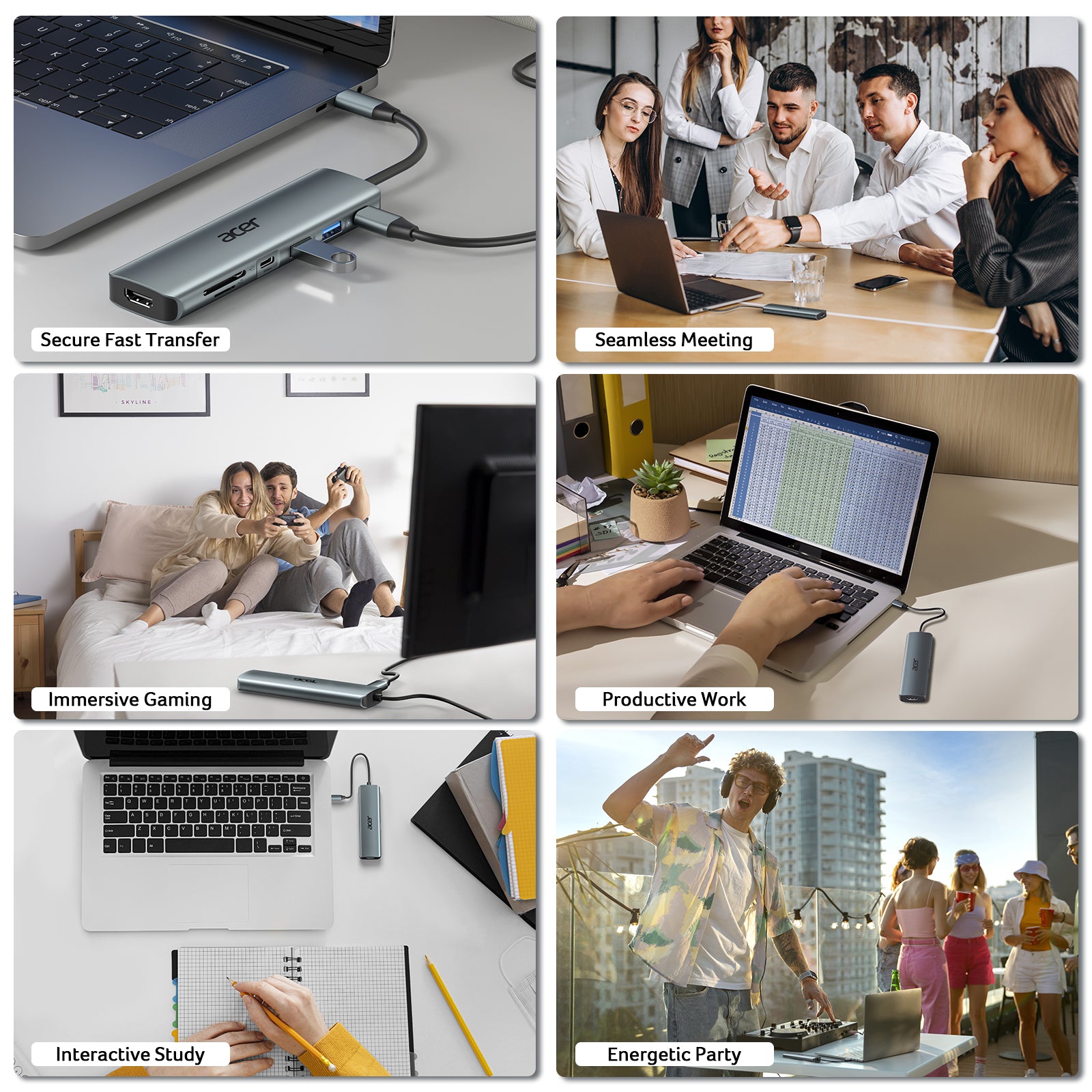 Acer 7-in-1 USB-C Hub  | 4K HDMI, 100W PD, 5Gbps Data, SD/TF Reader