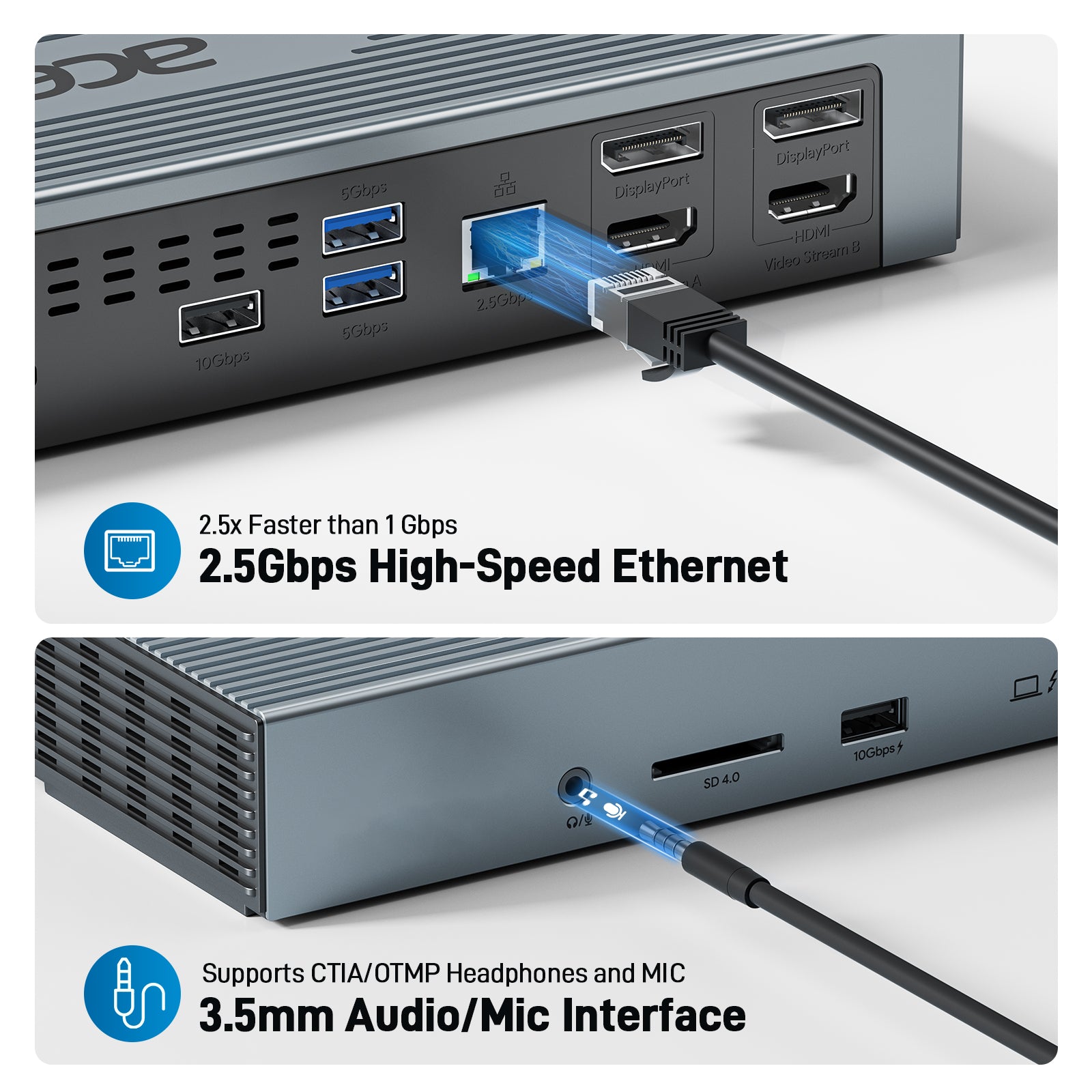 Acer Thunderbolt 4 Dock, 16 in 1 DisplayLink Docking Station 4 Monitor
