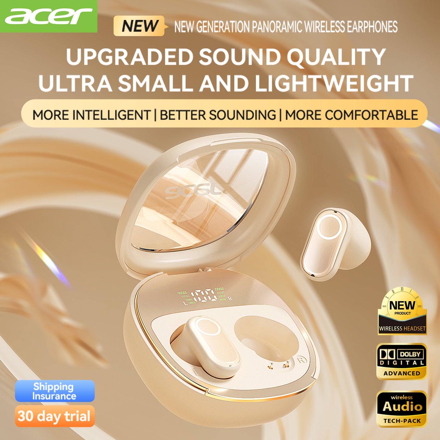Acer OHR513 Wireless Earbuds 2025 New Mini Invisible Sleep Headset Small Size Stable And Faster