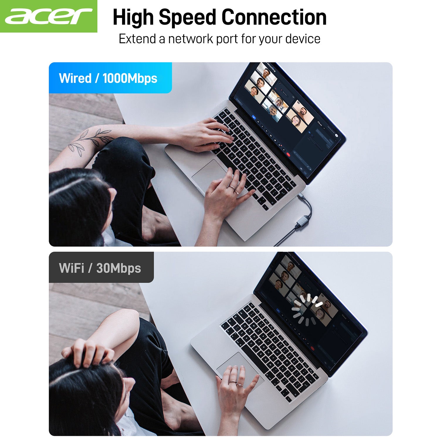 Acer Dock_option ODK440 Acer USB C to Ethernet Adapter, RJ45 to Type C Ethernet Converter(Thunderbolt 3/4 Compatible), 1Gbps Aluminum USB-C LAN Adapter
