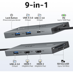 Acer 9-in-1 USB-C Docking Station for Dual Monitors | 4K@60Hz HDMI & 100W PD Charging
