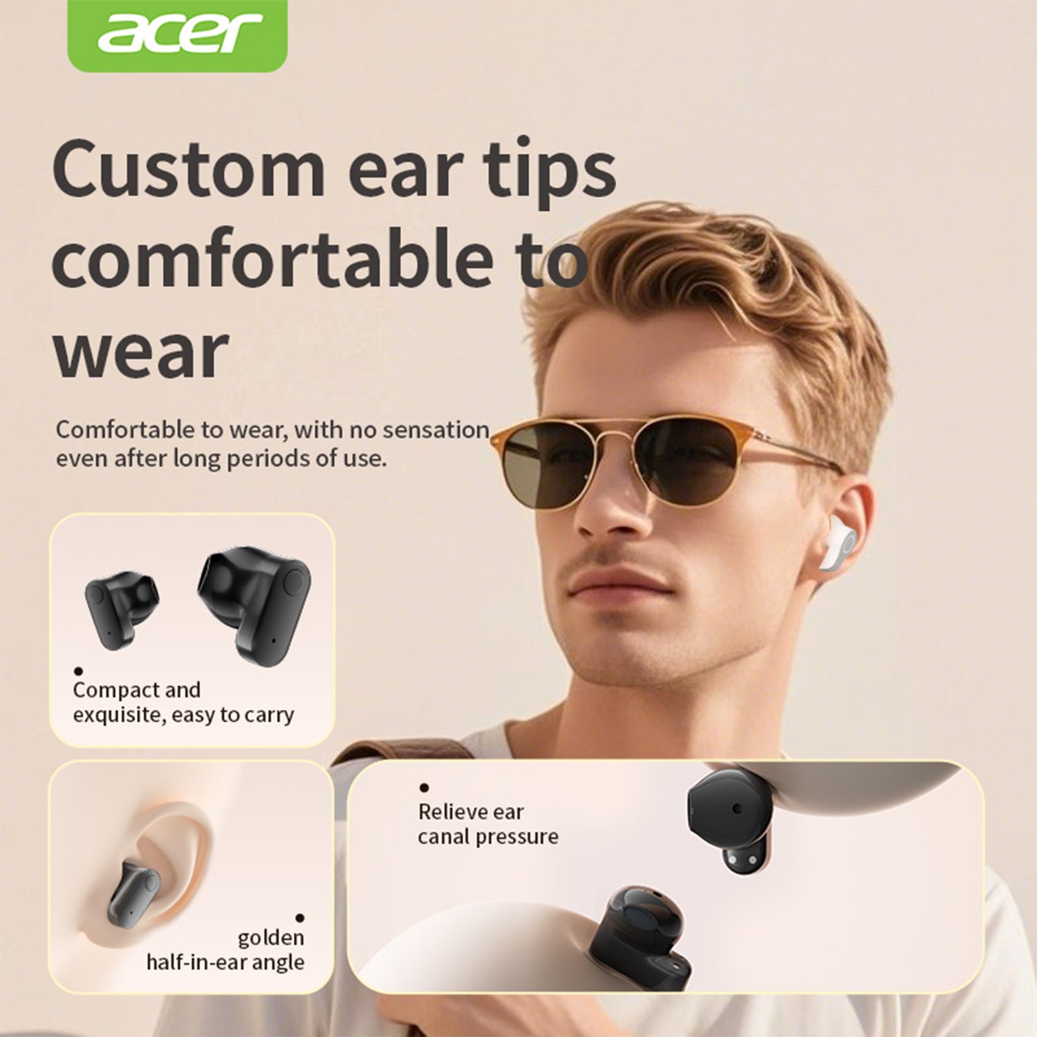 Acer OHR551 Wireless Earbuds 2025 New Mini Invisible Heavenly Sound Noise Reduction