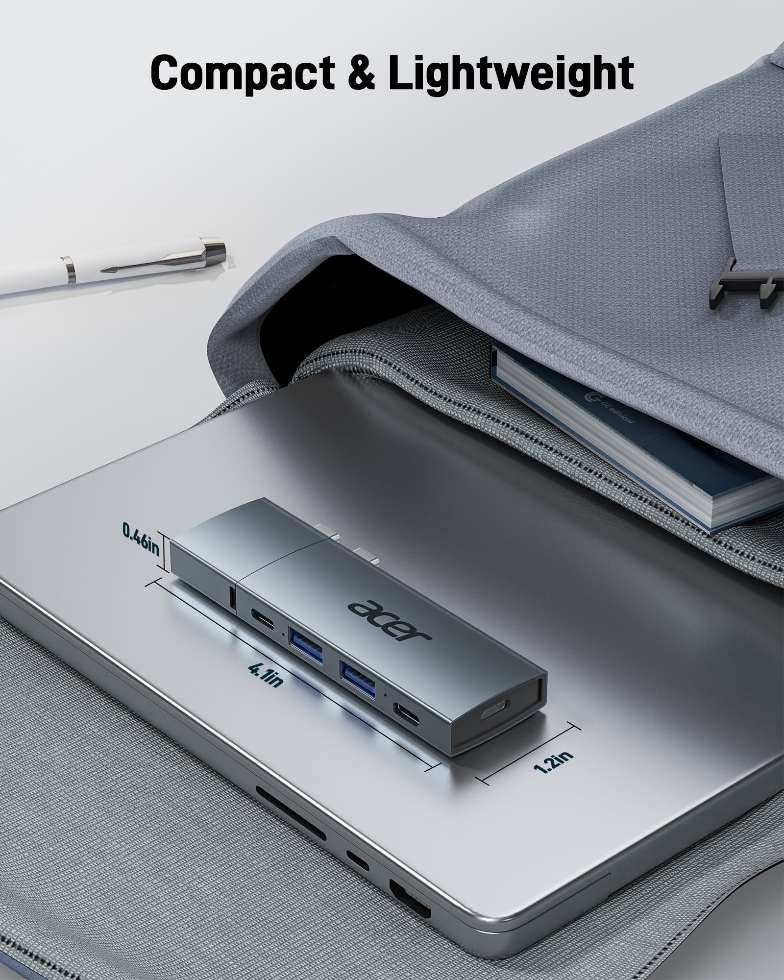Acer 6 in 2 Detachable USB C Hub | 4K@60Hz HDMI, 100W PD Charging