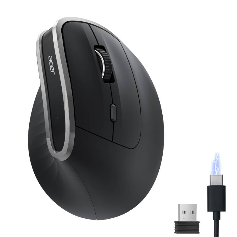 Acer Ergonomic Wireless Vertical Mouse | 58° Tilt, 2.4GHz USB Receiver, 1600 DPI