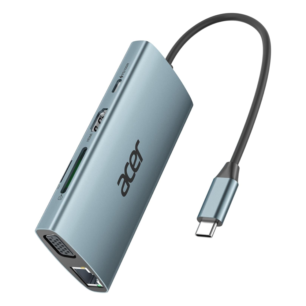 Acer 9-in-1 USB-C Hub| 4K HDMI, Gigabit Ethernet, 100W PD