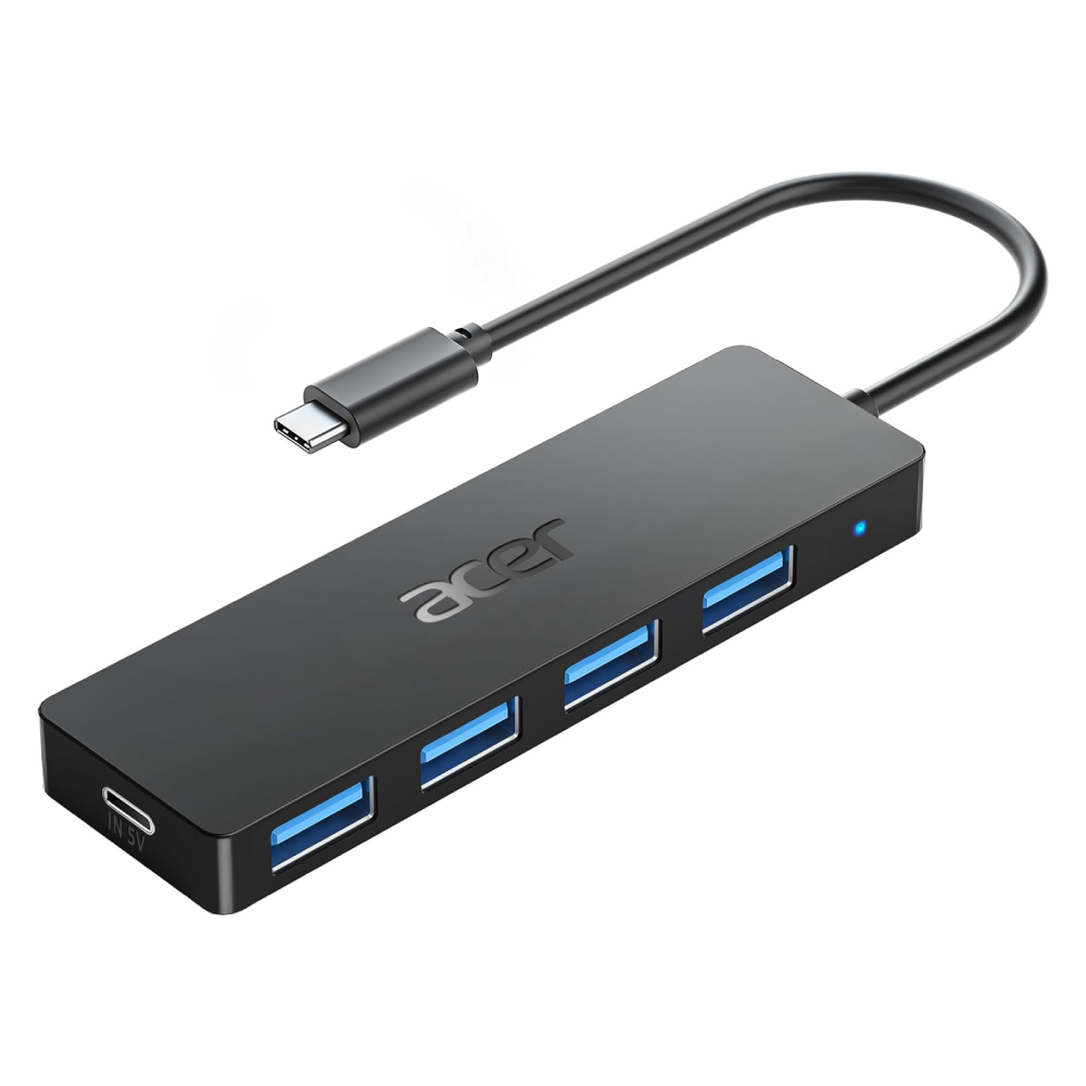 Acer 4-Port USB 3.0 Hub with USB-C Power Port | USB-A Expansion Hub