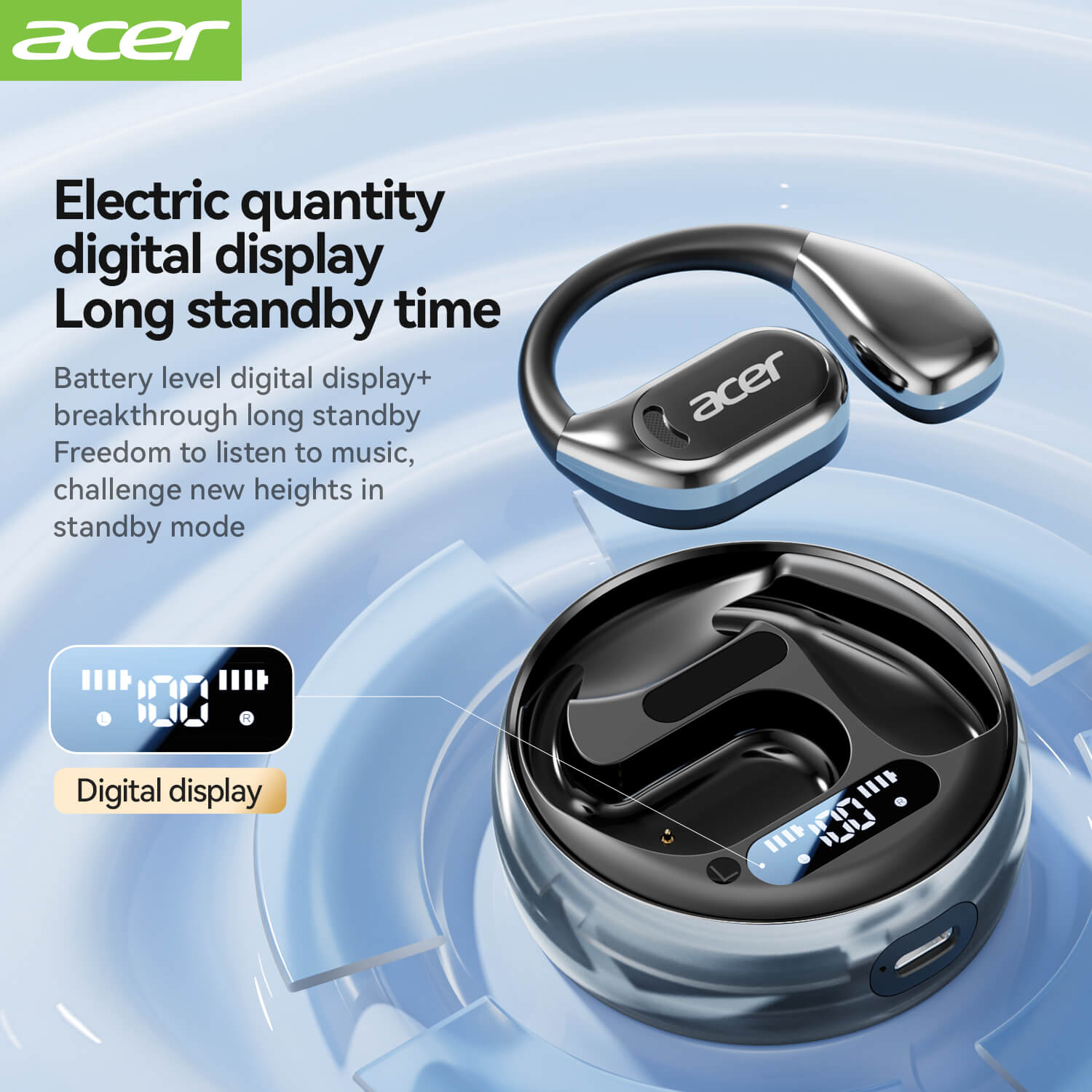 Acer OHR510 Wireless Earbuds  hanging ear sports running special 2025 new high sound quality long life bass HIFI