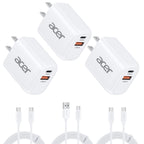 Acer 20W Dual-Port USB Charger | USB-C & USB-A Charging Cables