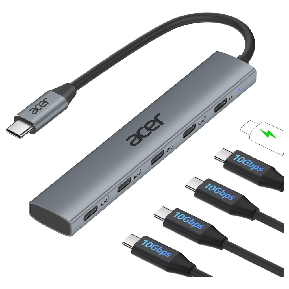 Acer 10Gbps USB-C Hub | 4 USB-C 3.2 Ports, 100W PD Charging